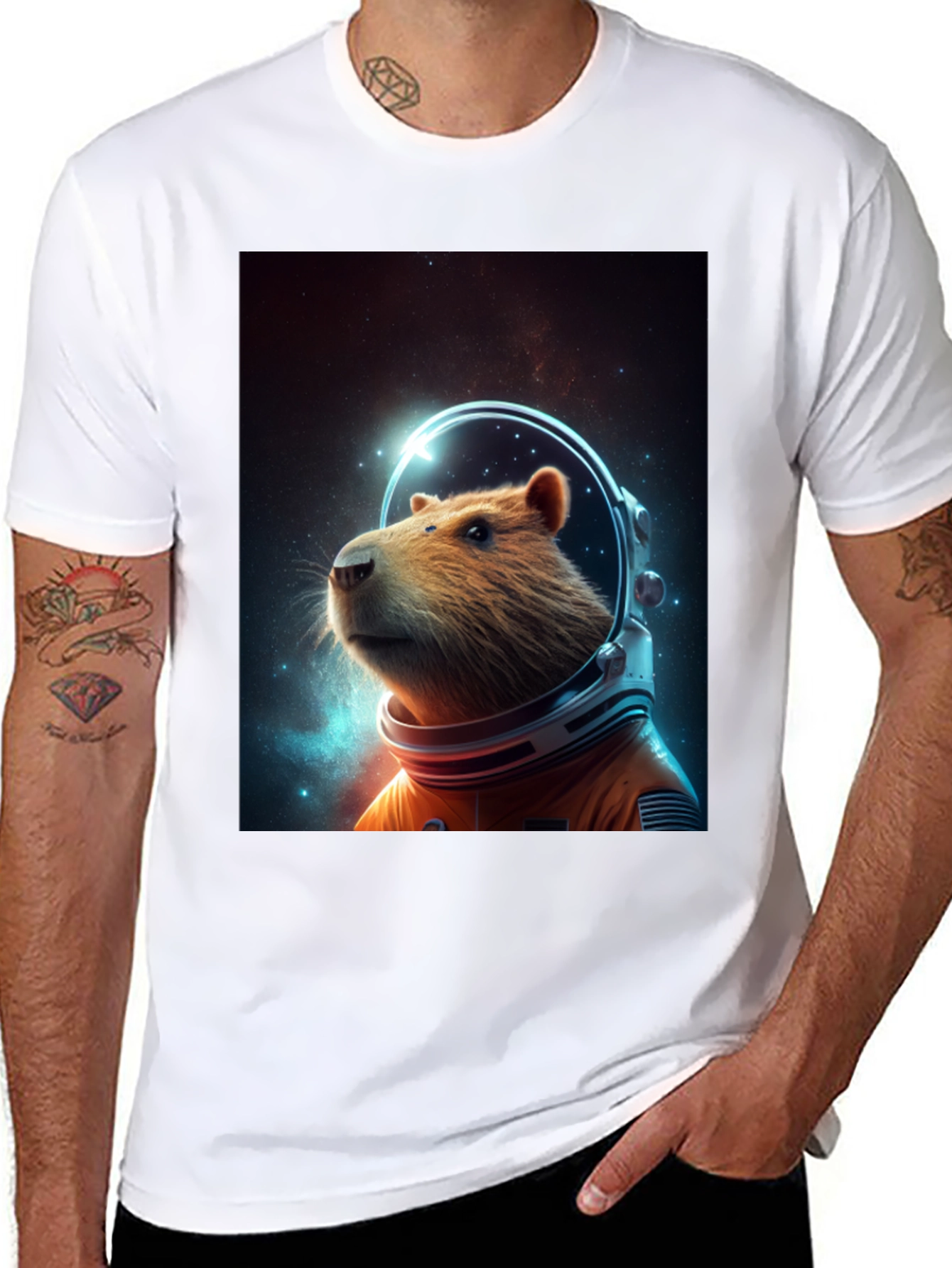 Capybara Astronaut T-Shirt - Space Rodent Tee