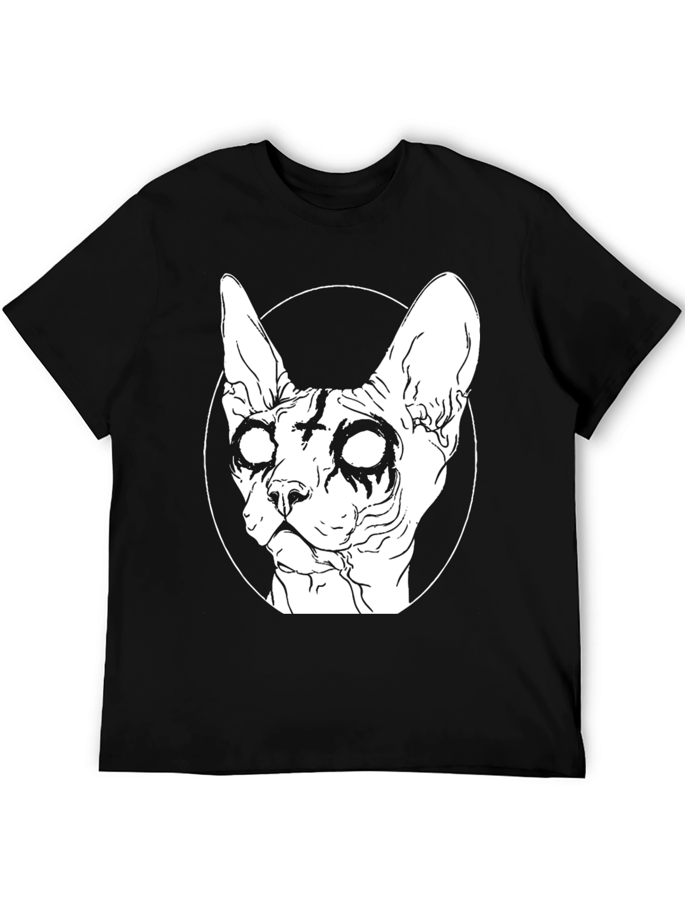 Gothic Cat Graphic T-Shirt - Black