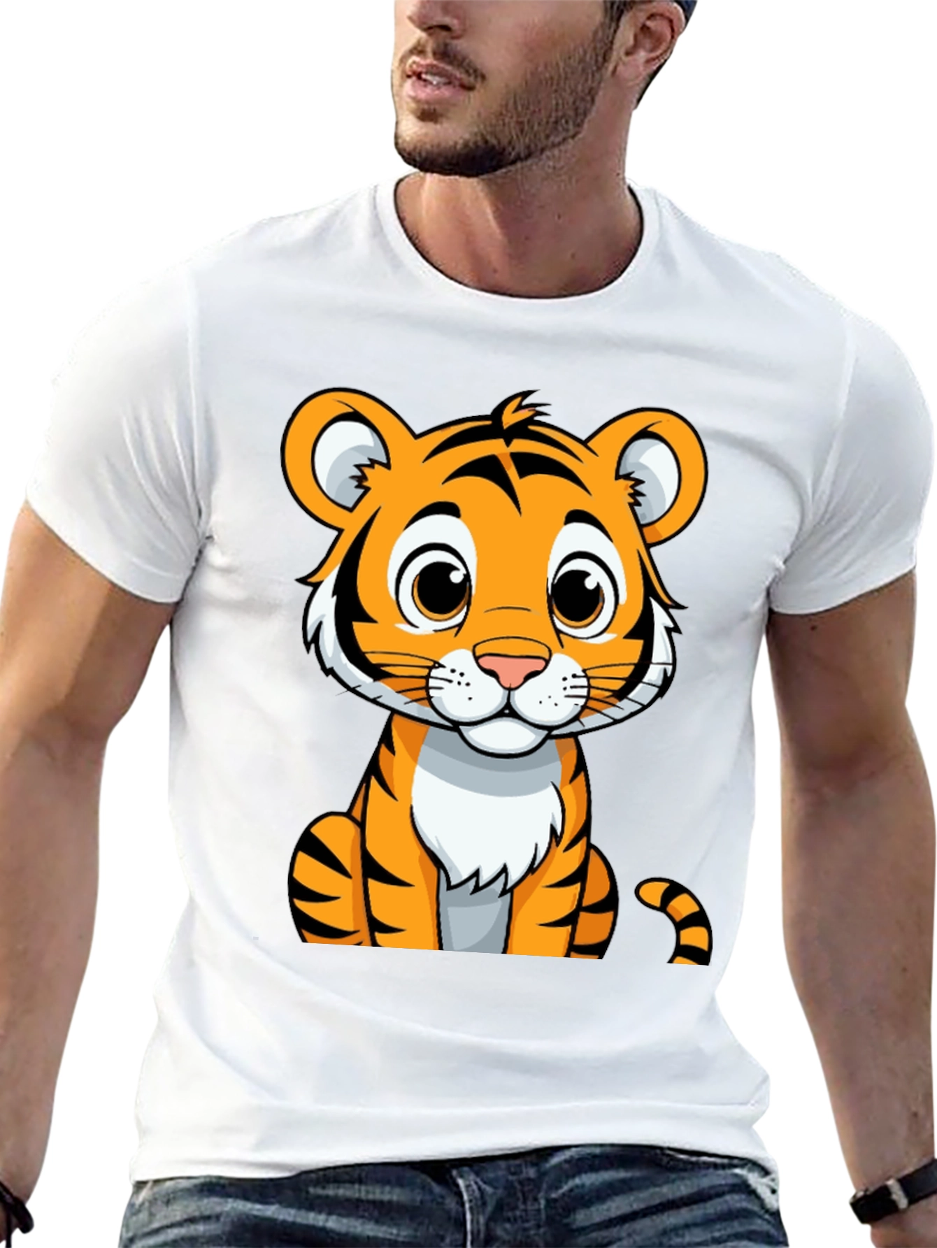 Cute Tiger Graphic Tee - Unisex Black T-Shirt