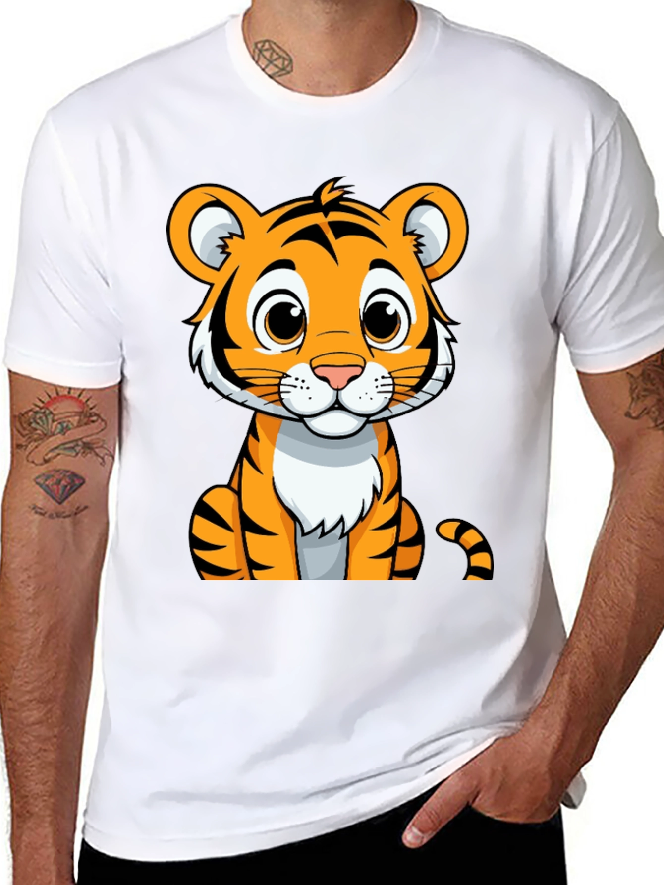 Cute Tiger Graphic Tee - Unisex Black T-Shirt