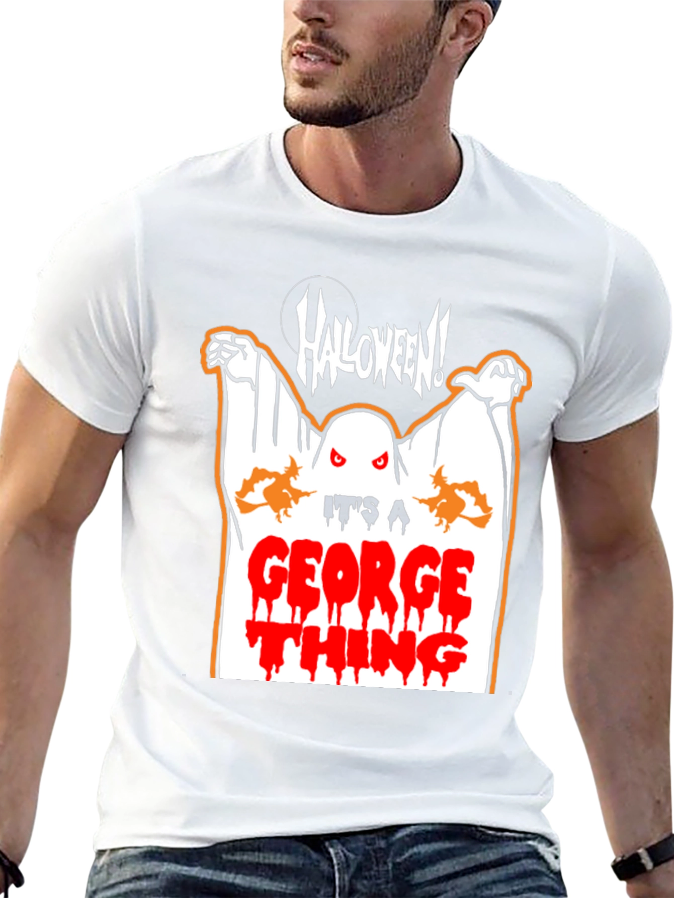 Halloween Ghost George Thing Black T-Shirt