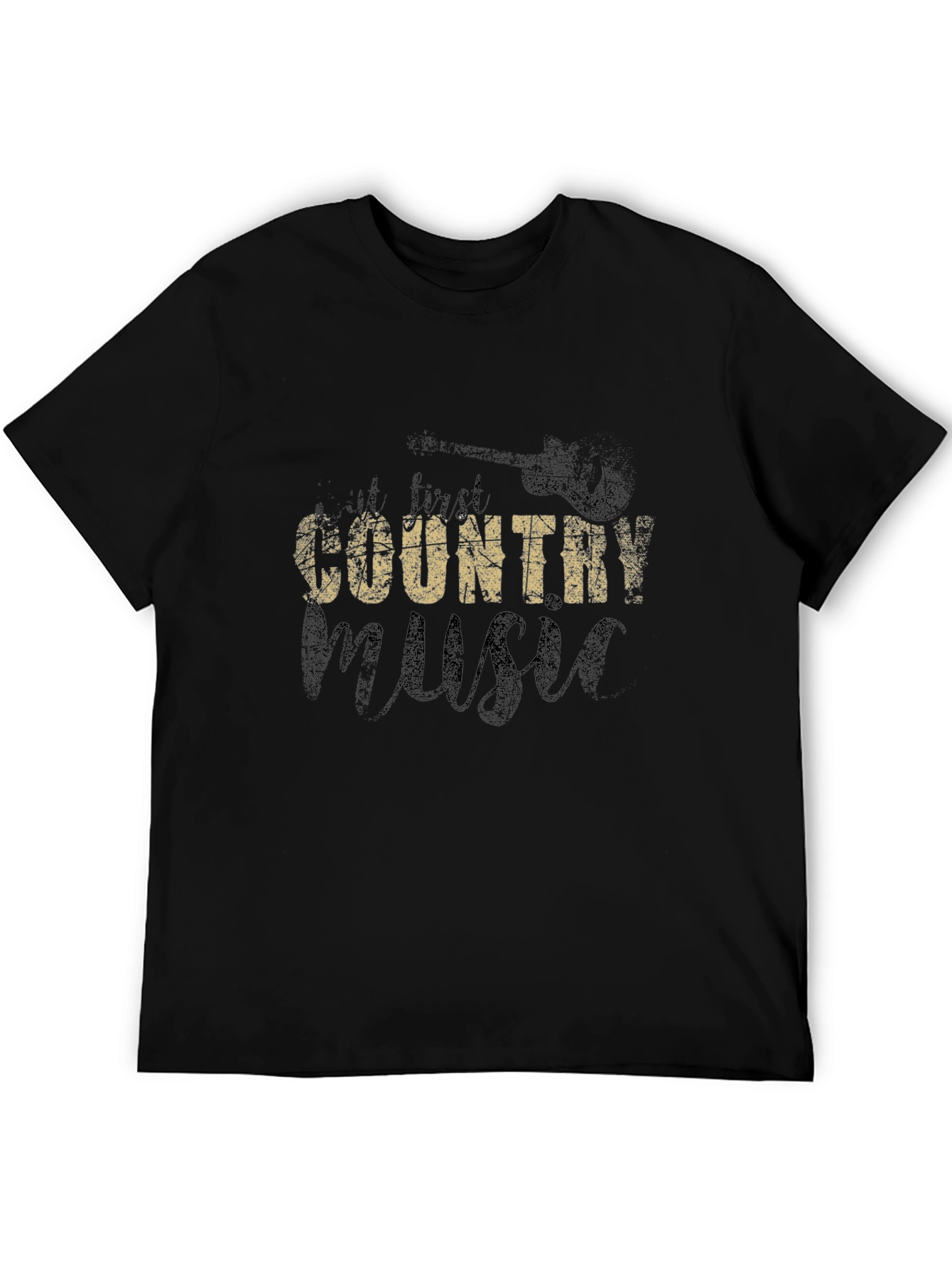 Country Music Graphic Tee - Black Cotton T-Shirt