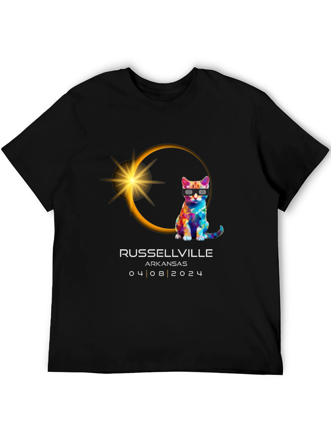 Russellville Arkansas Eclipse 2024 Cat T-Shirt