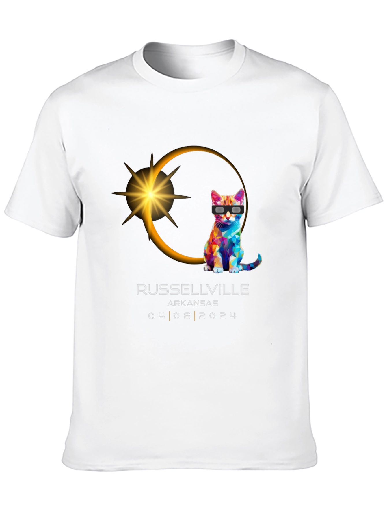 Russellville Arkansas Eclipse 2024 Cat T-Shirt