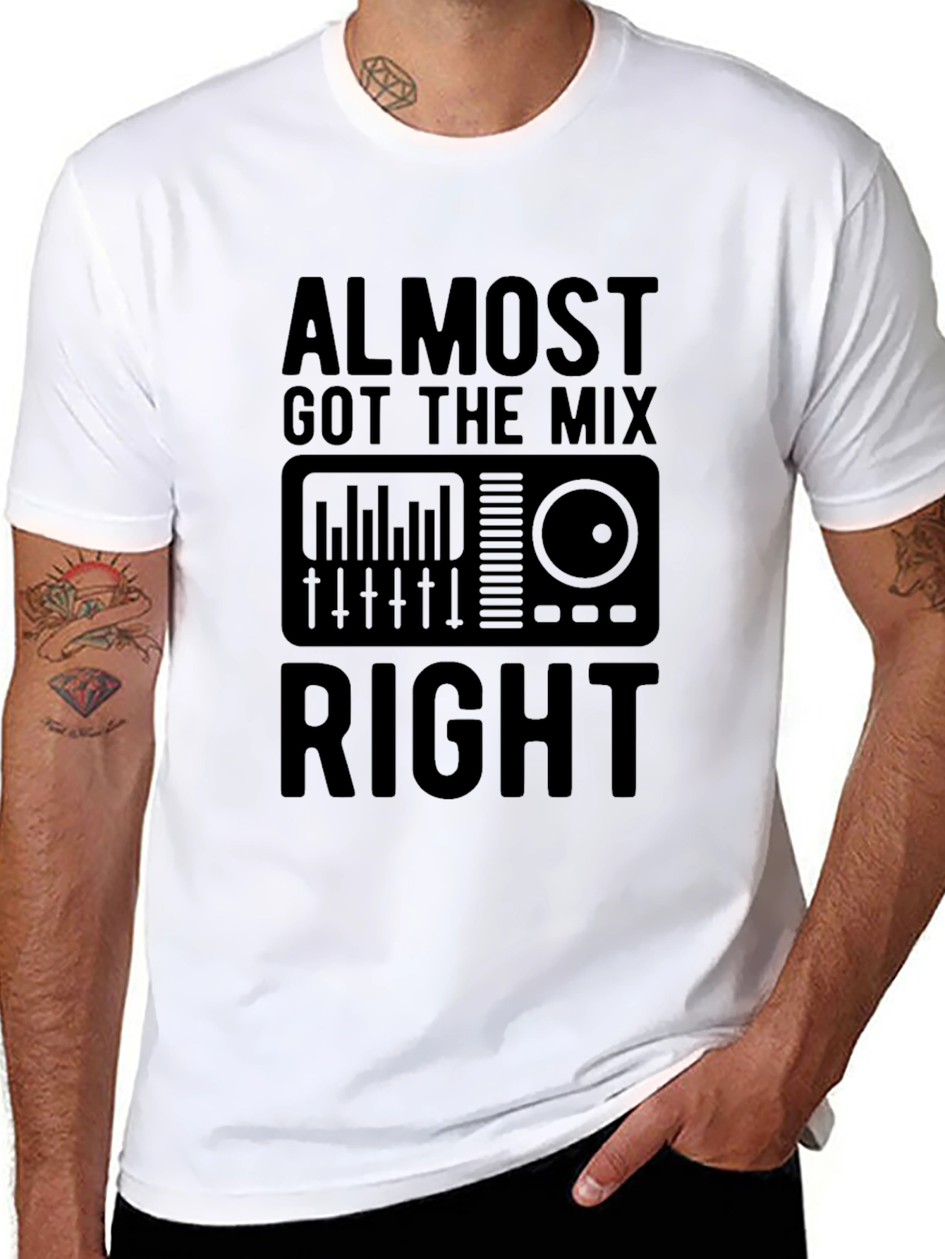 Almost Got The Mix Right Black Graphic T-Shirt