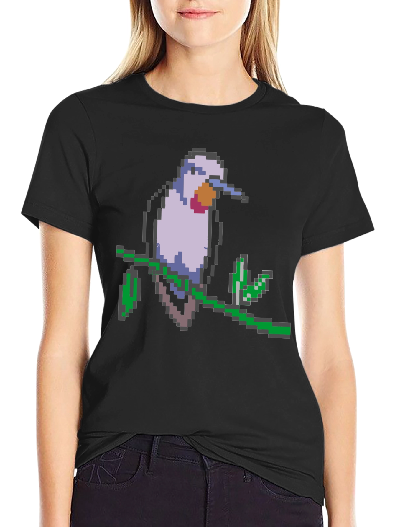 Pixel Bird Graphic Tee - Black T-Shirt