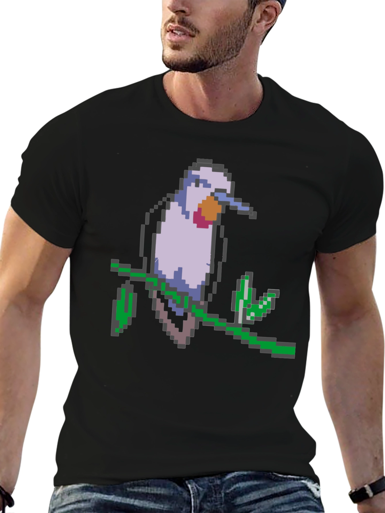 Pixel Bird Graphic Tee - Black T-Shirt