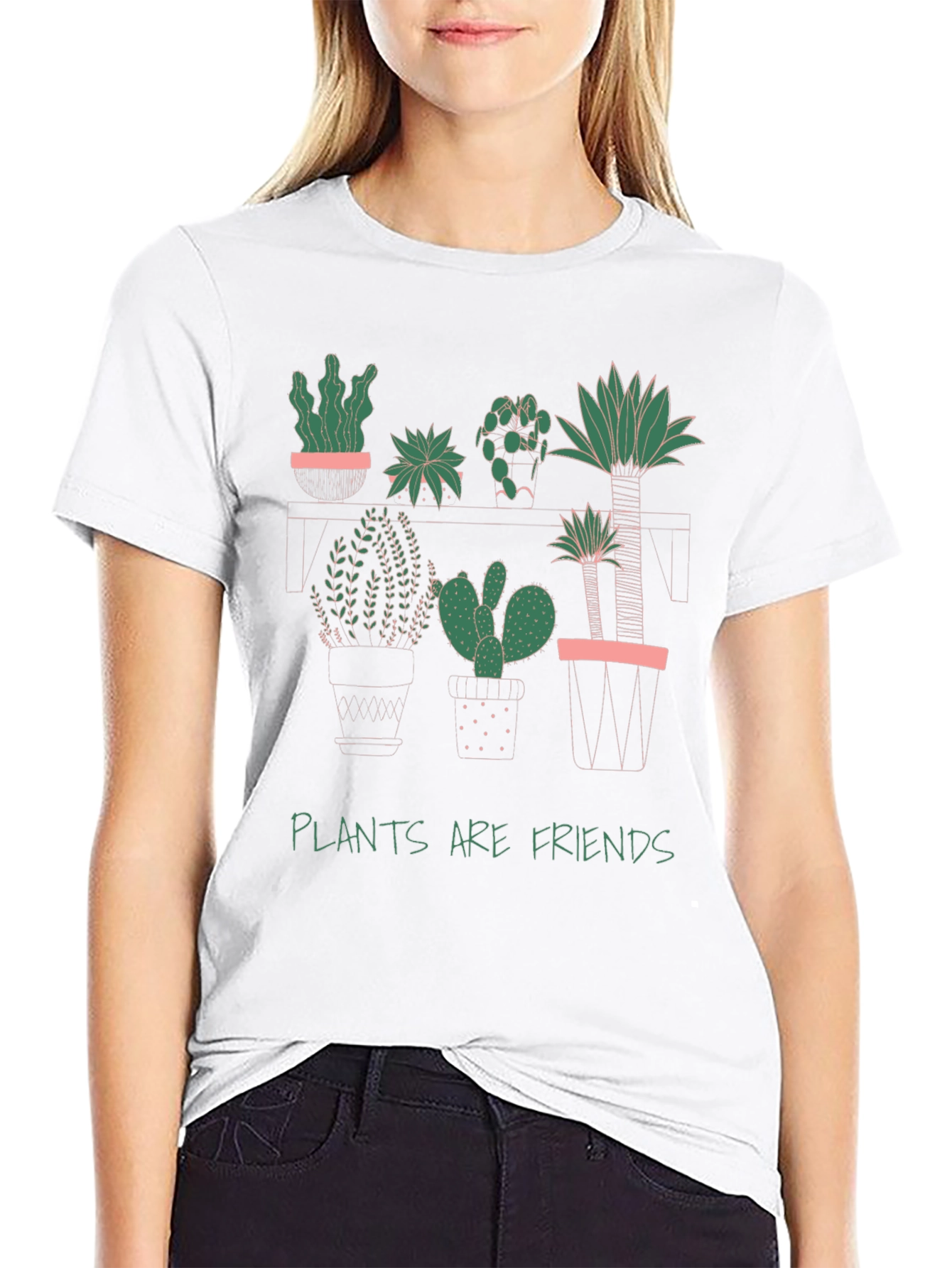 Plants Are Friends Graphic Tee - Black Cotton T-Shirt