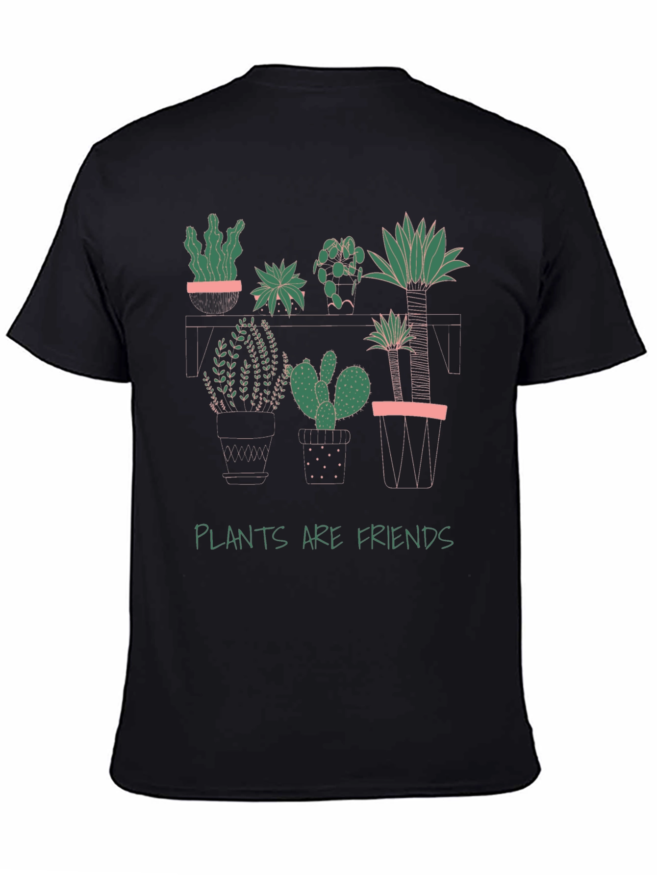 Plants Are Friends Graphic Tee - Black Cotton T-Shirt