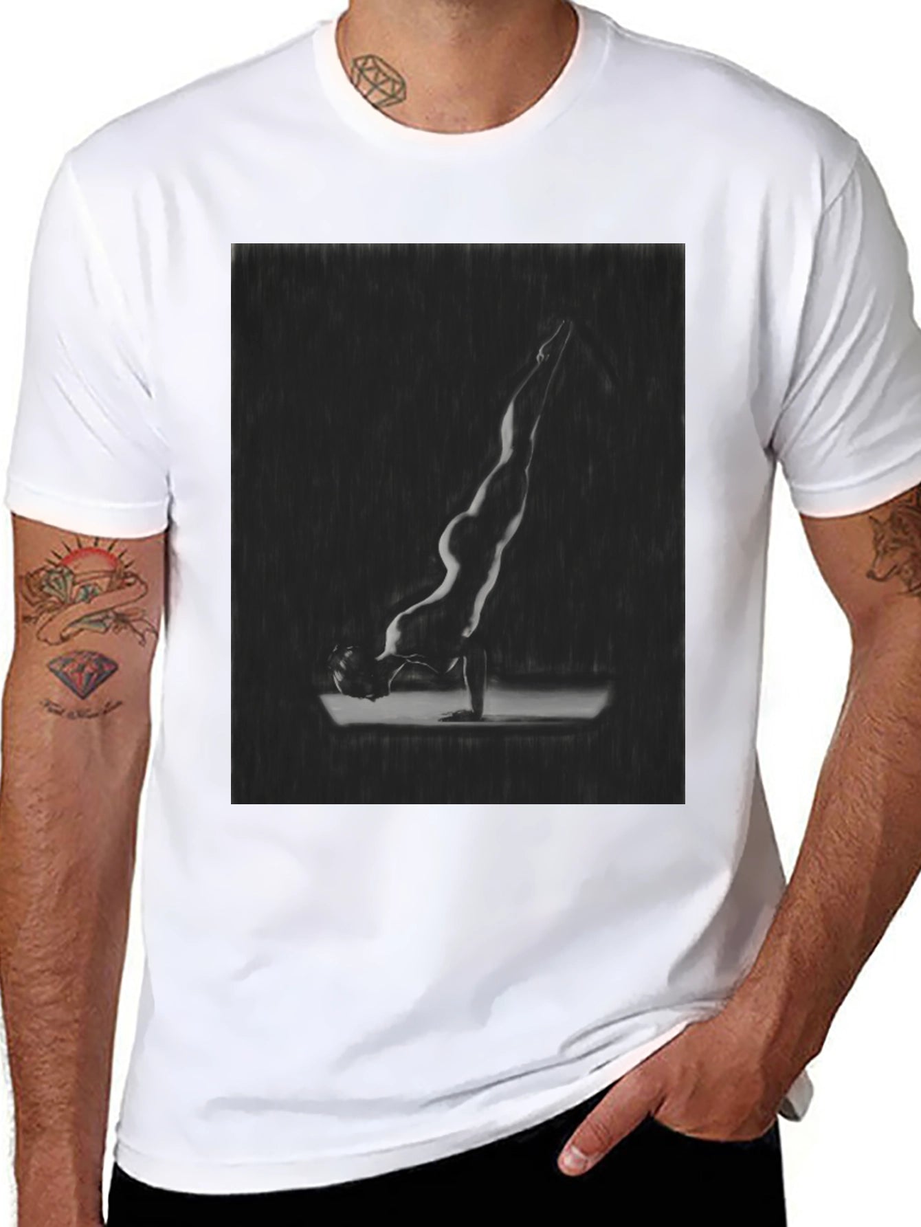 Yoga Pose Graphic Tee - Mens Black T-Shirt