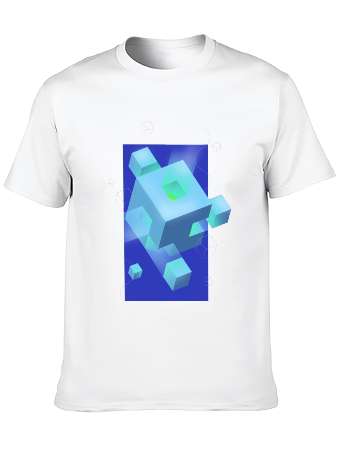 Geometric Cube Graphic Print Black T-Shirt