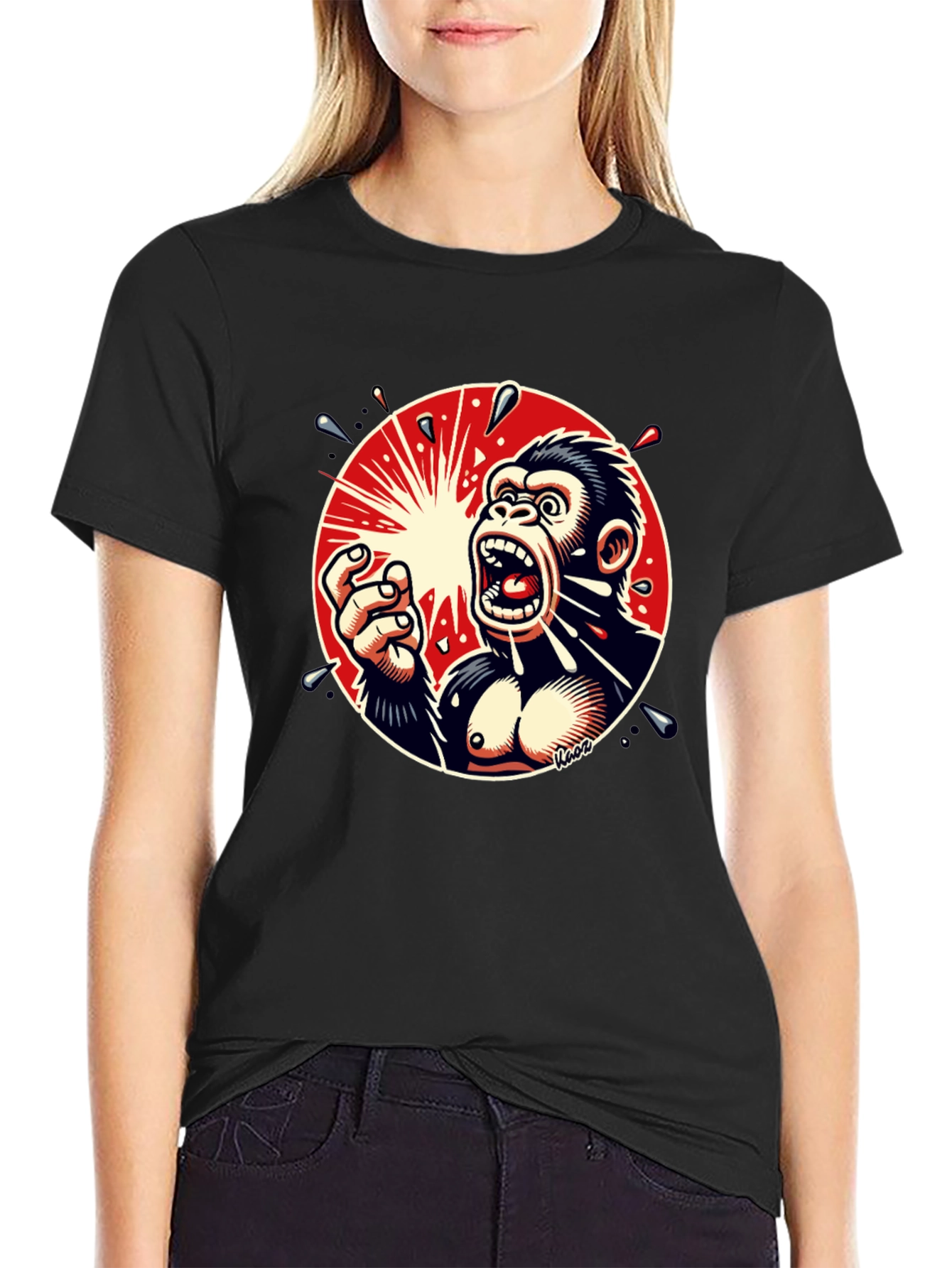 Screaming Gorilla Graphic Tee - Bold Black T-Shirt