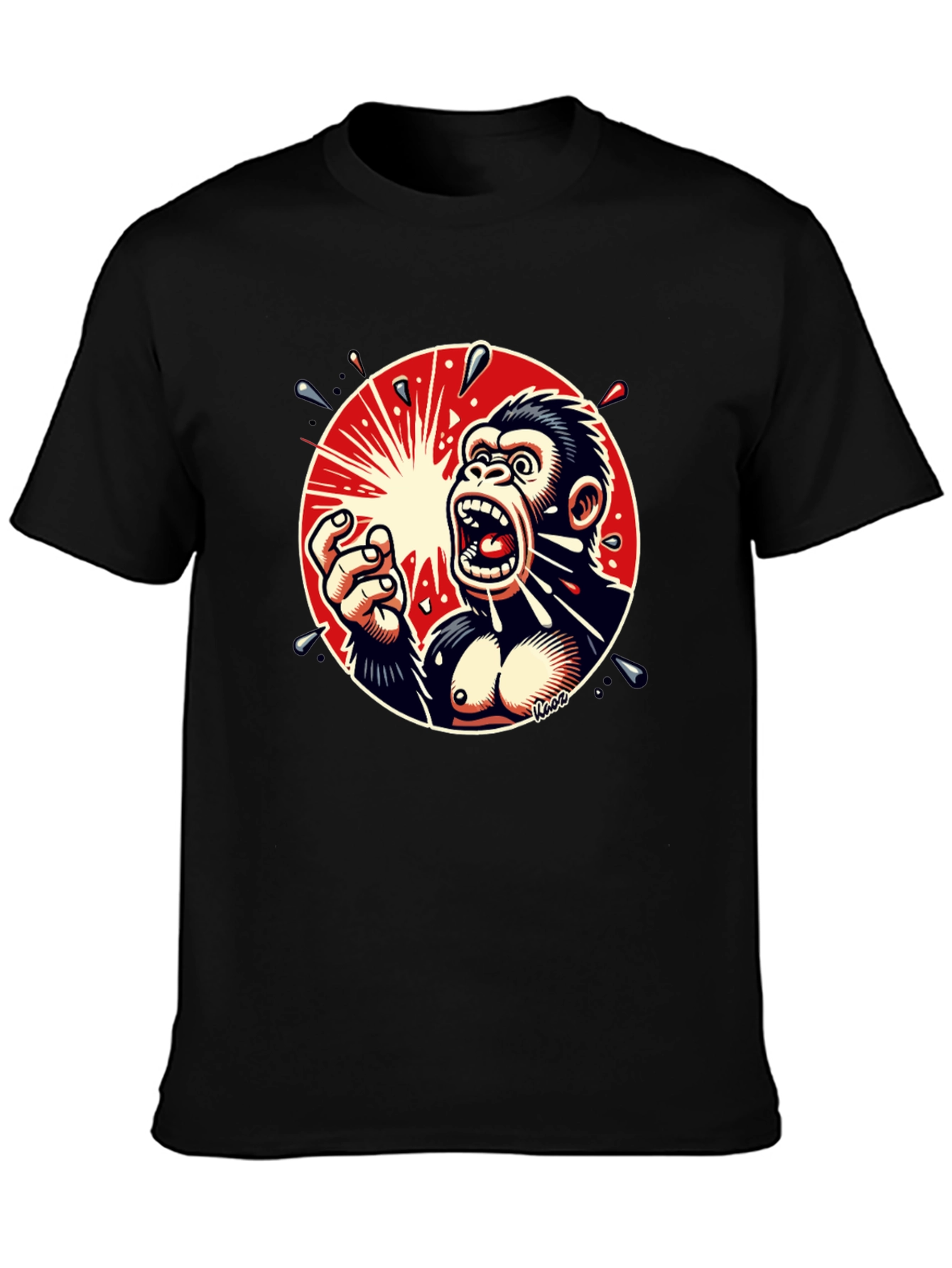 Screaming Gorilla Graphic Tee - Bold Black T-Shirt
