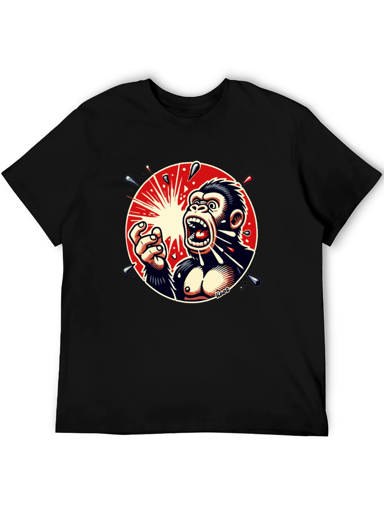Screaming Gorilla Graphic Tee - Bold Black T-Shirt