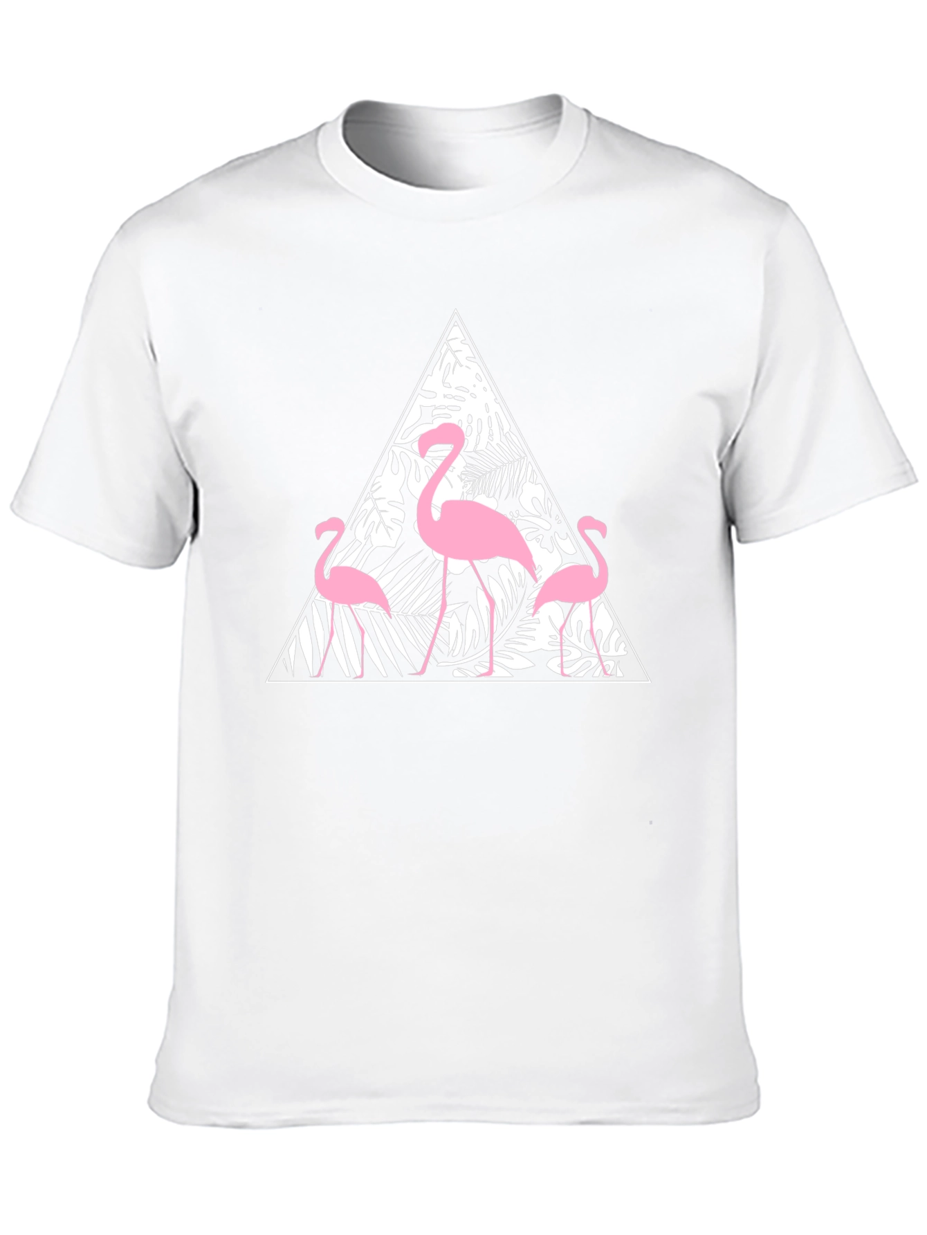 Black T-Shirt with Flamingo Triangle Design
