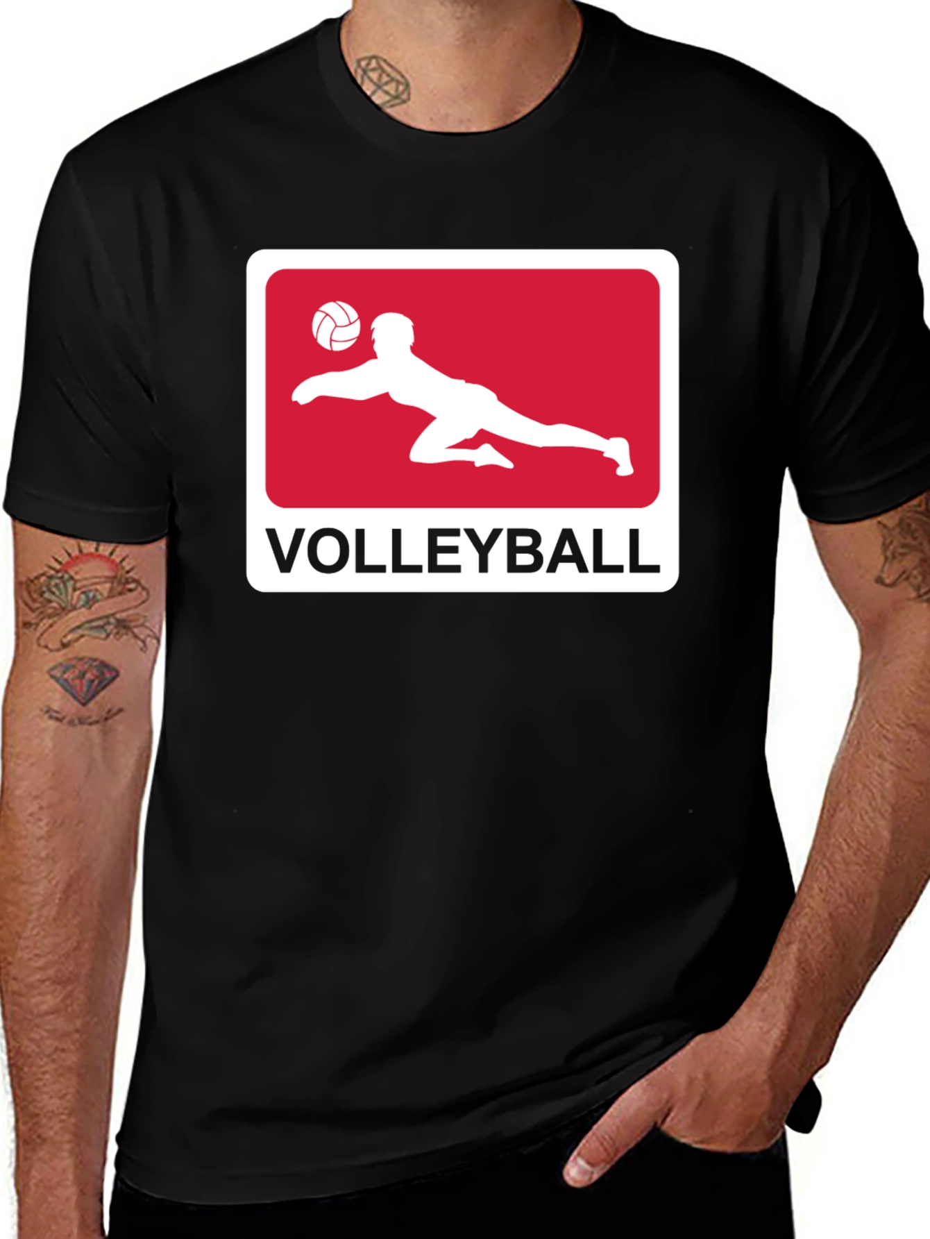 Volleyball Graphic Tee - Black Cotton Shirt