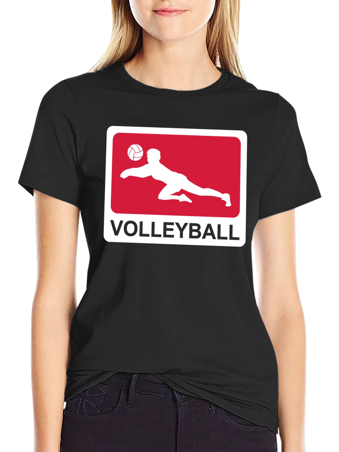 Volleyball Graphic Tee - Black Cotton Shirt