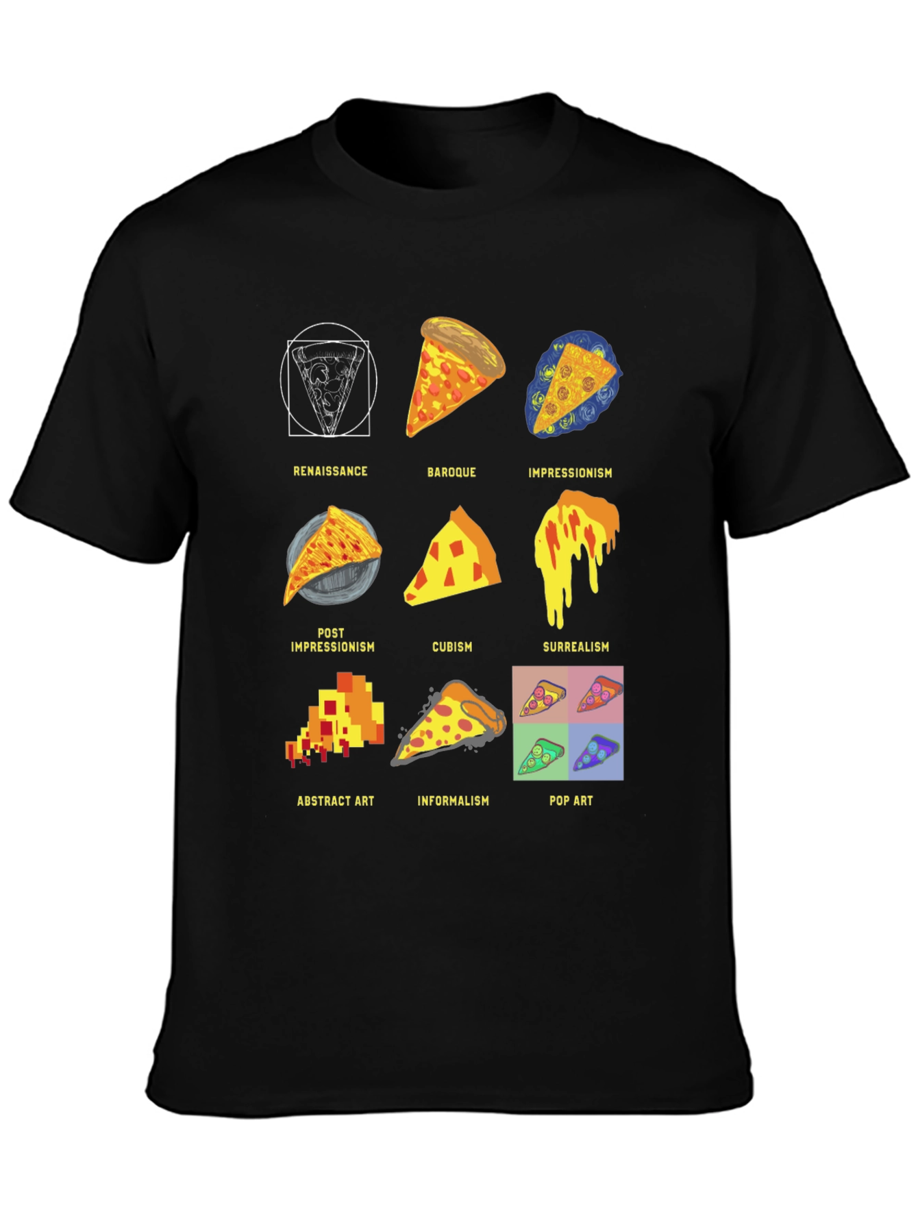 Pizza Art Styles T-Shirt: Renaissance to Pop Art!