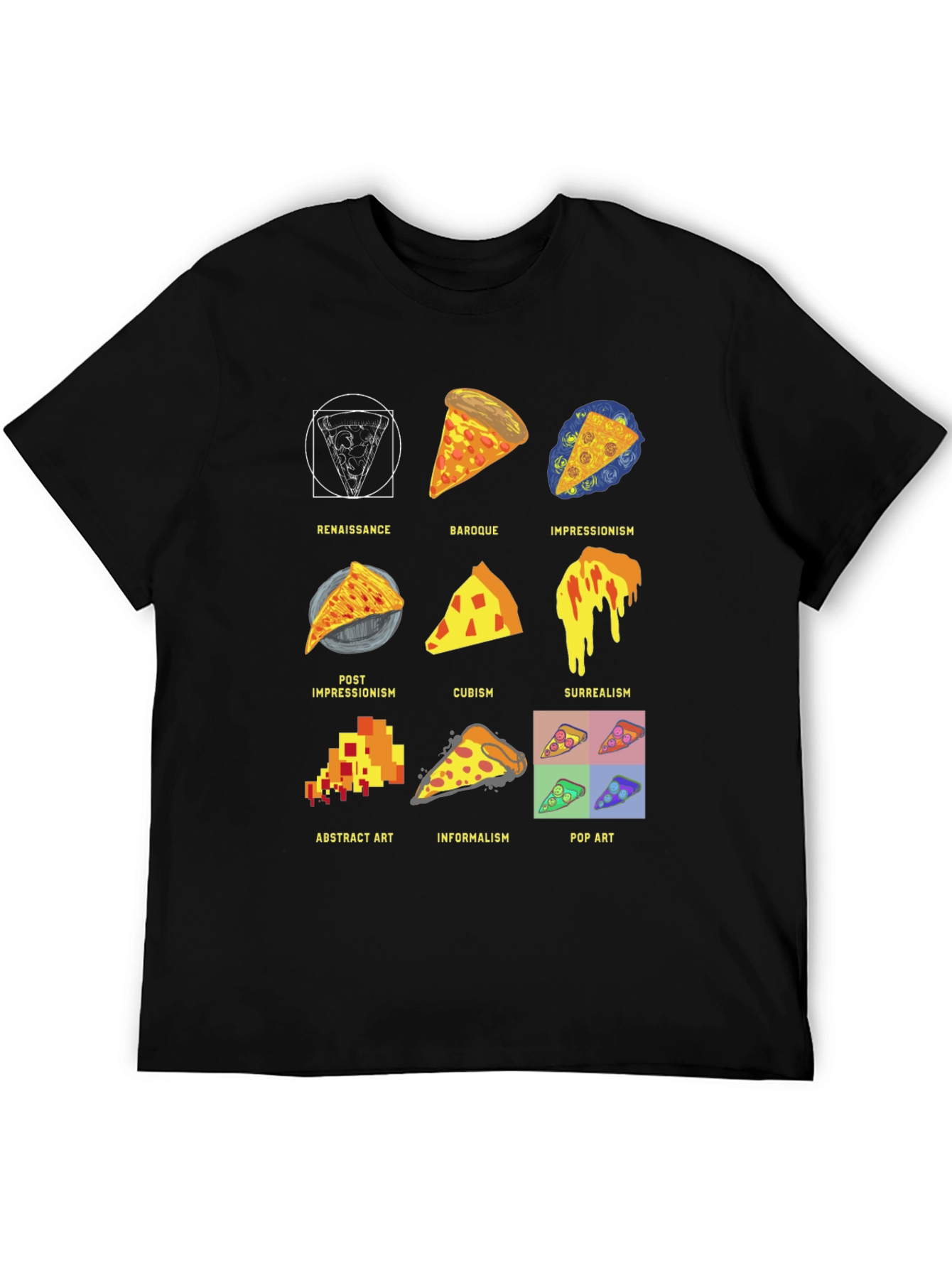 Pizza Art Styles T-Shirt: Renaissance to Pop Art!