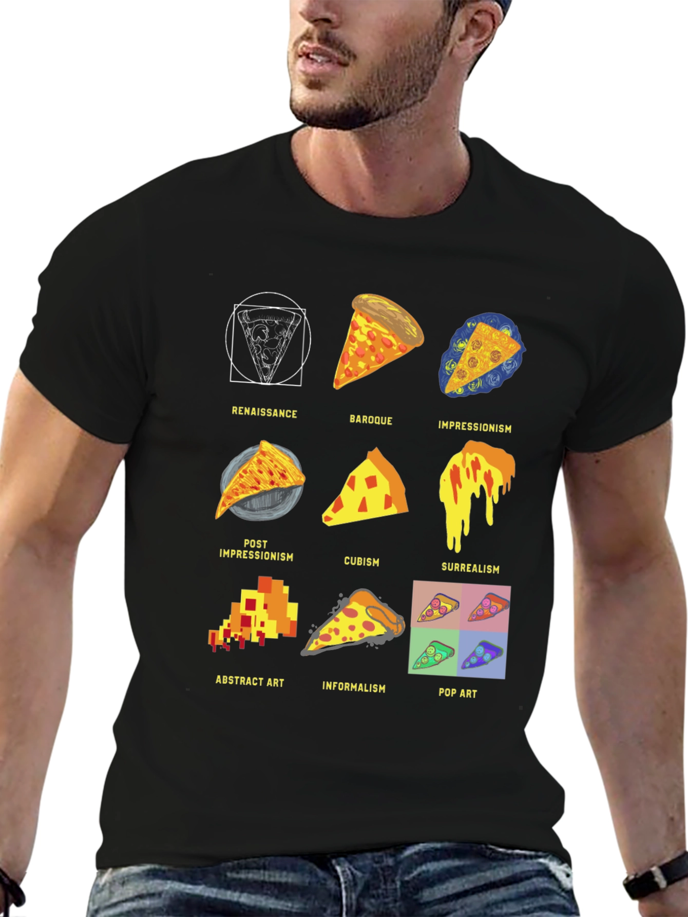 Pizza Art Styles T-Shirt: Renaissance to Pop Art!