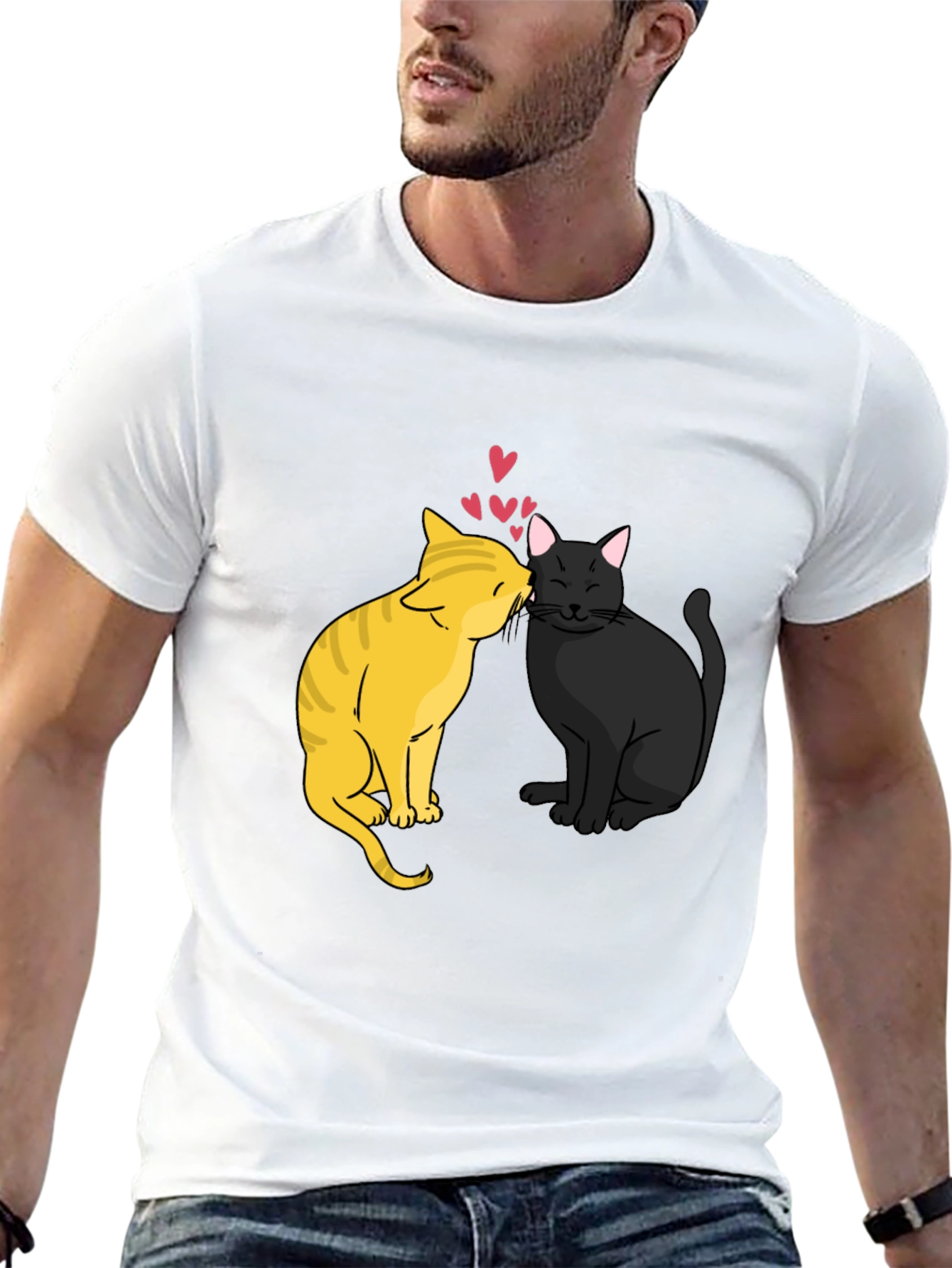 Cats in Love Graphic Tee - Black