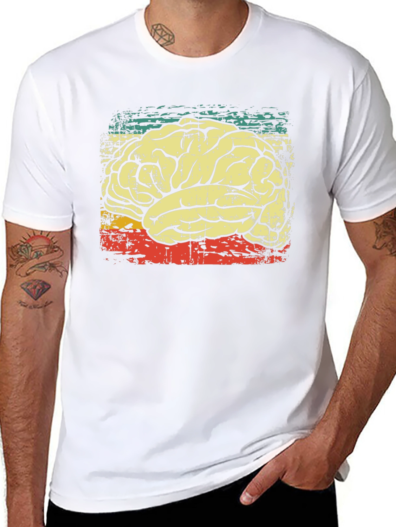 Retro Brain Graphic T-Shirt - Black
