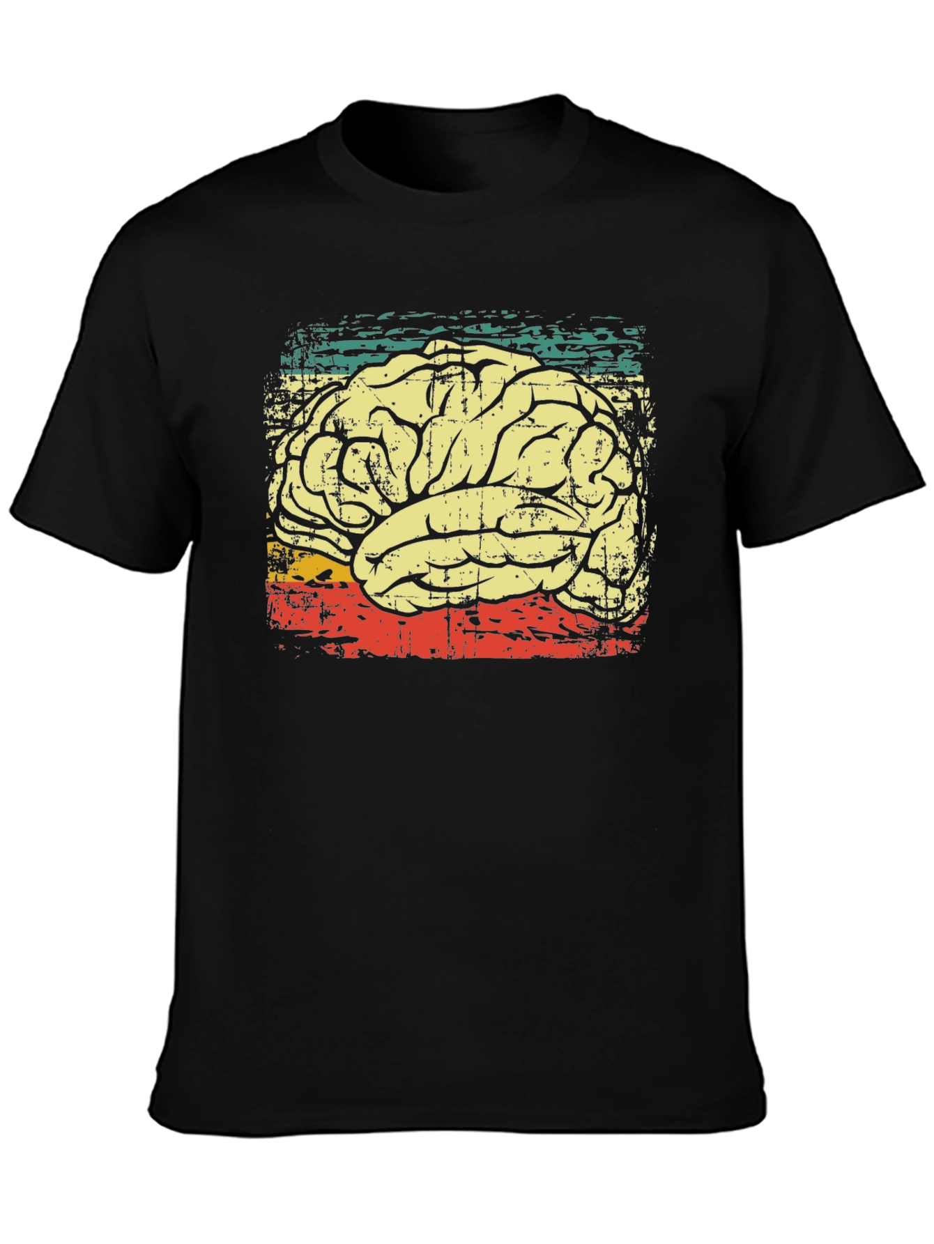 Retro Brain Graphic T-Shirt - Black