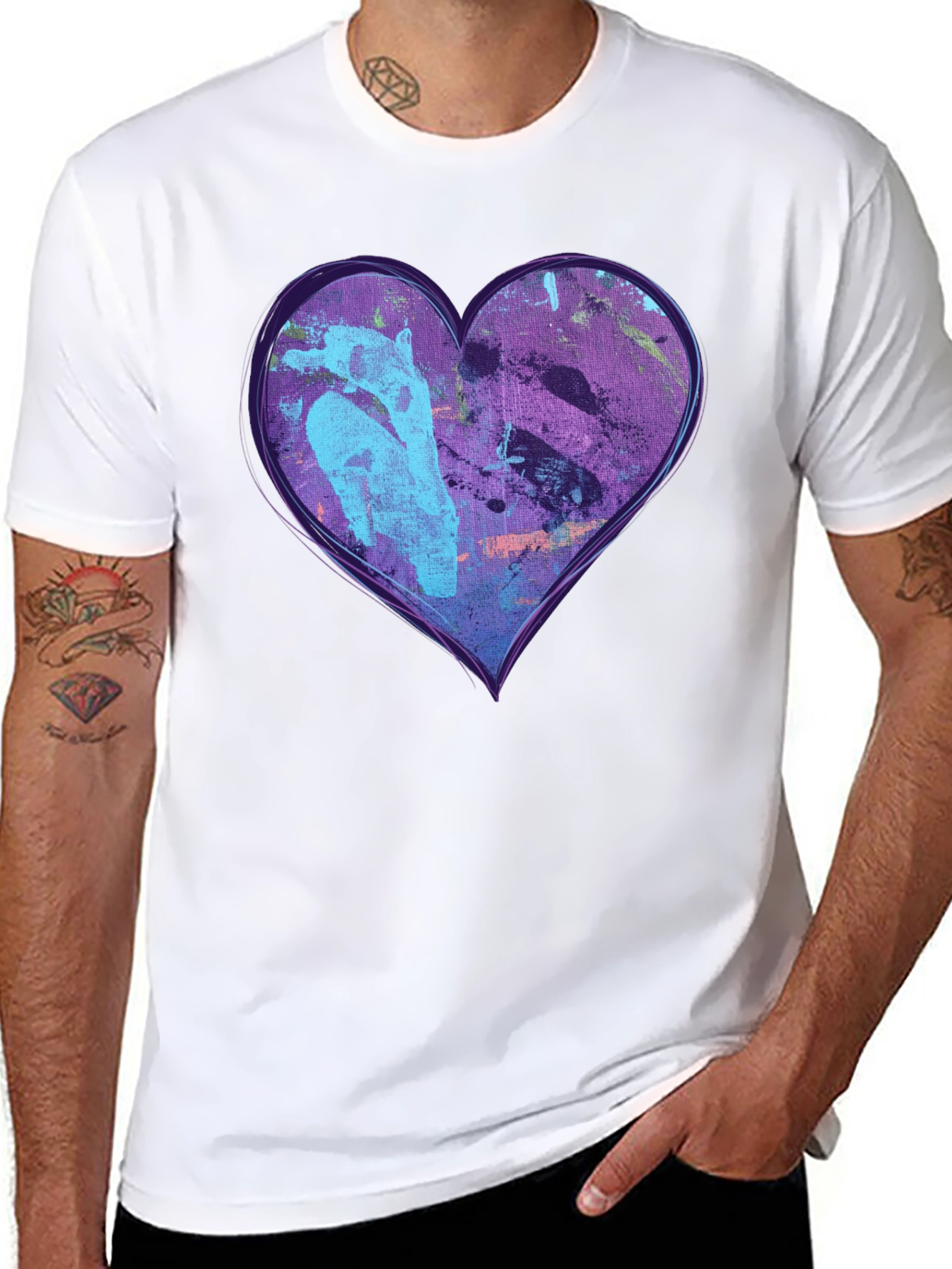 Abstract Heart Graphic Black Tee