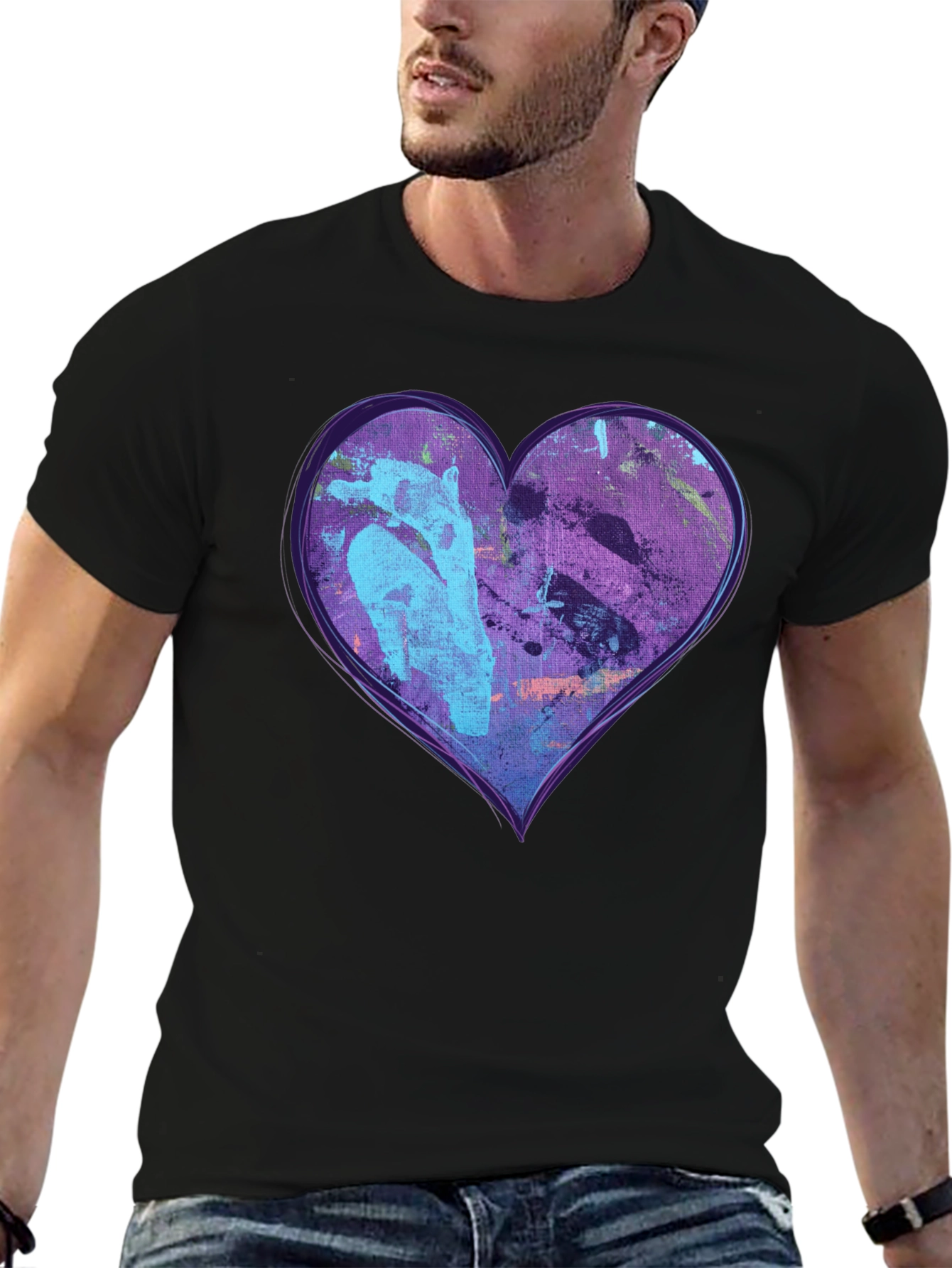 Abstract Heart Graphic Black Tee