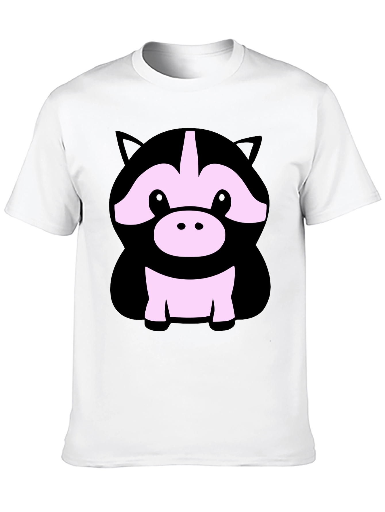 Cute Cartoon Animal Graphic Black T-Shirt