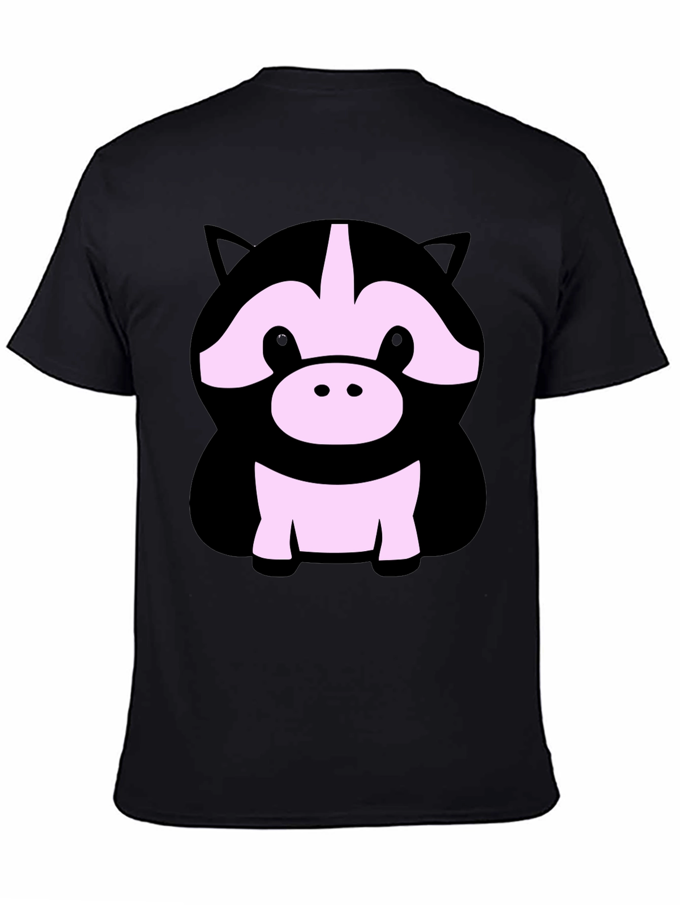 Cute Cartoon Animal Graphic Black T-Shirt