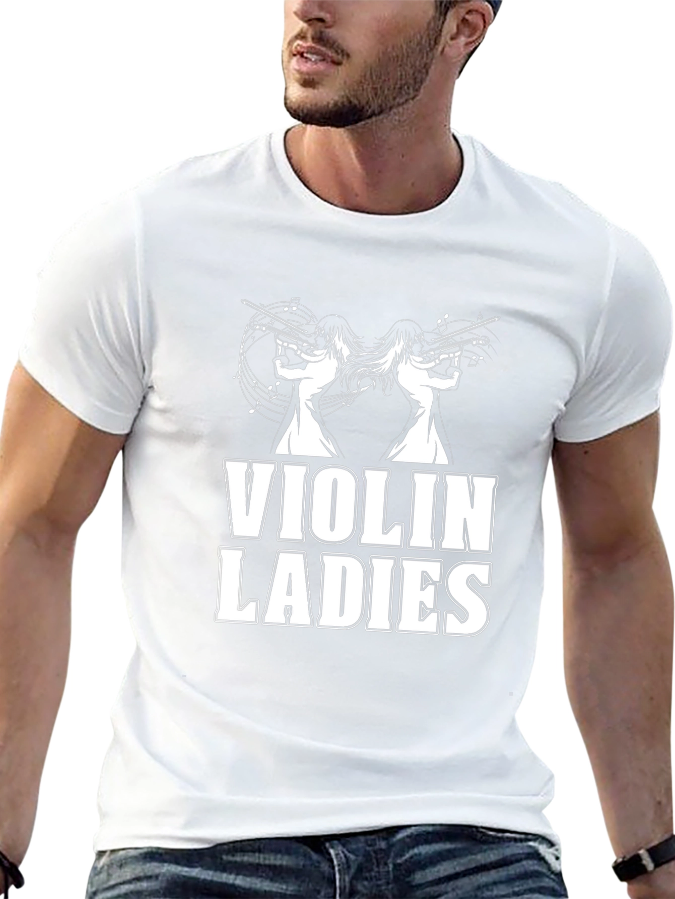 Violin Ladies Graphic Tee - Black Novelty T-Shirt
