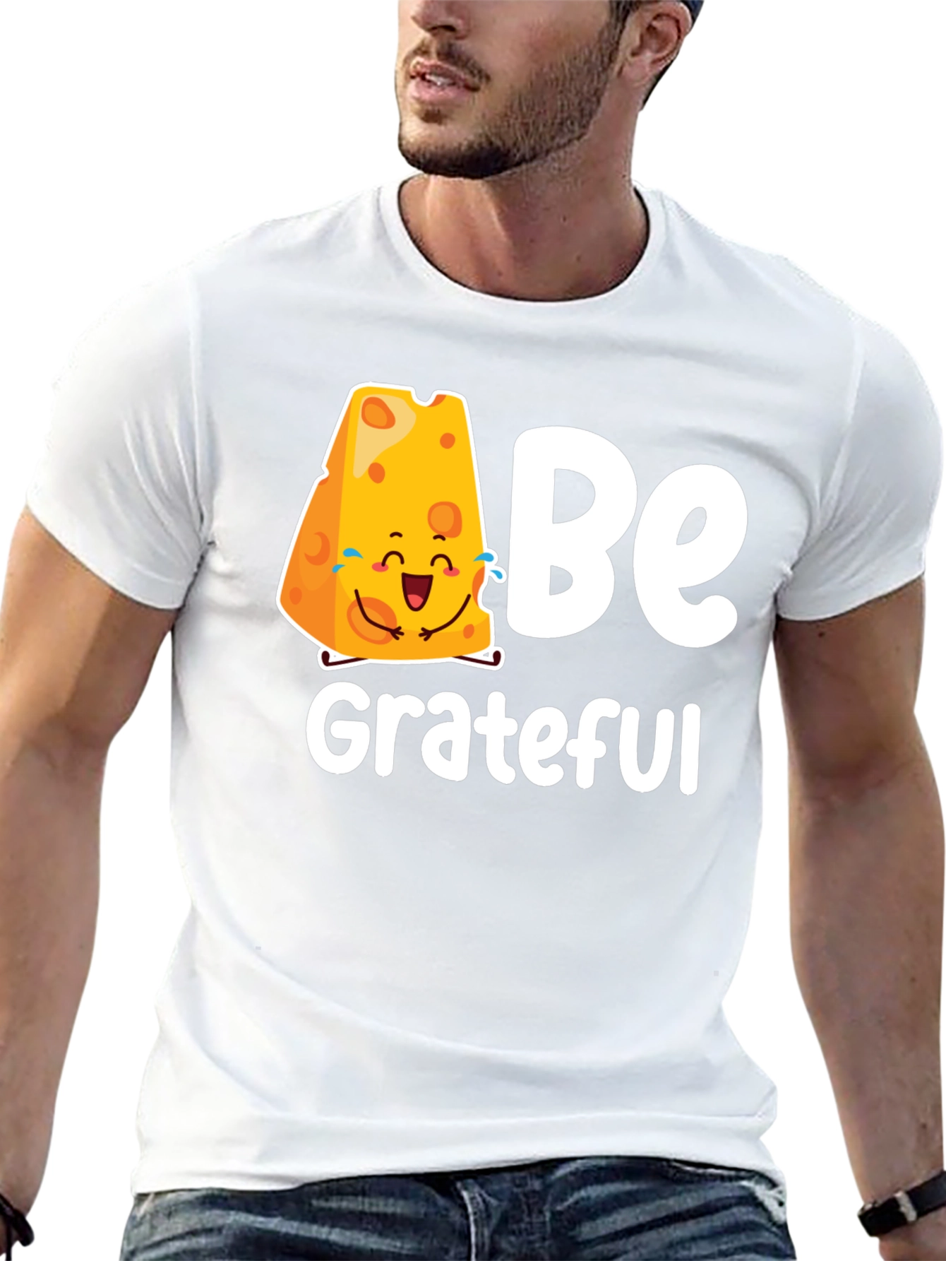 Be Grateful Cheese Graphic Tee - Black