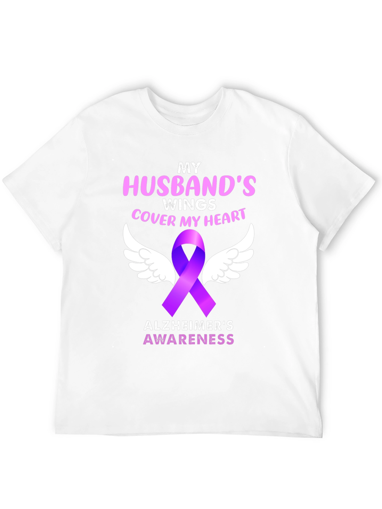 Husbands Wings Alzheimers Awareness T-Shirt