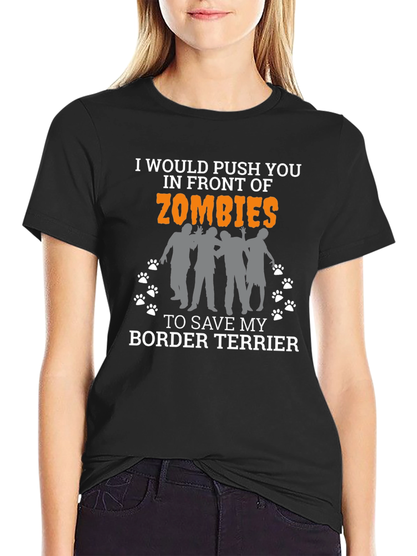 Funny Border Terrier Zombie T-Shirt
