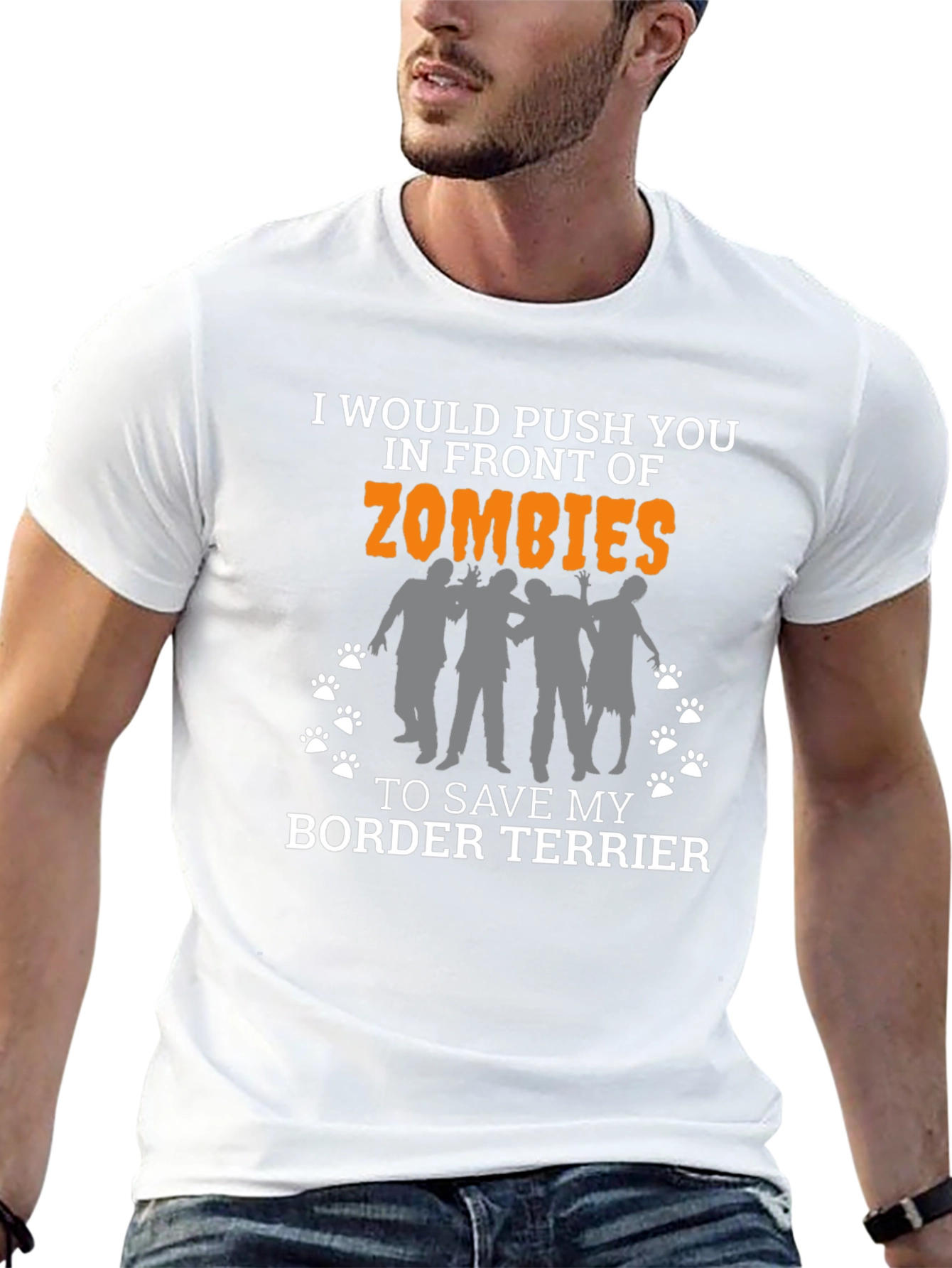 Funny Border Terrier Zombie T-Shirt
