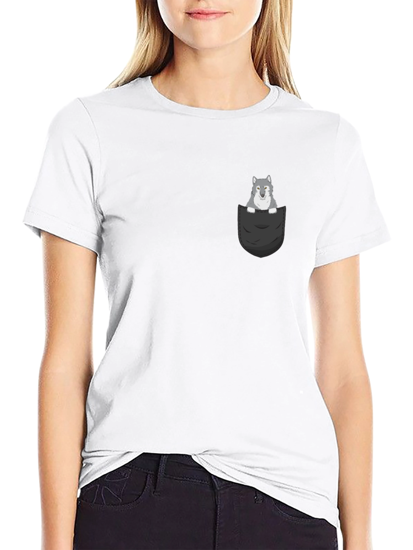 Wolf in Pocket Graphic Tee - Mens Black T-Shirt