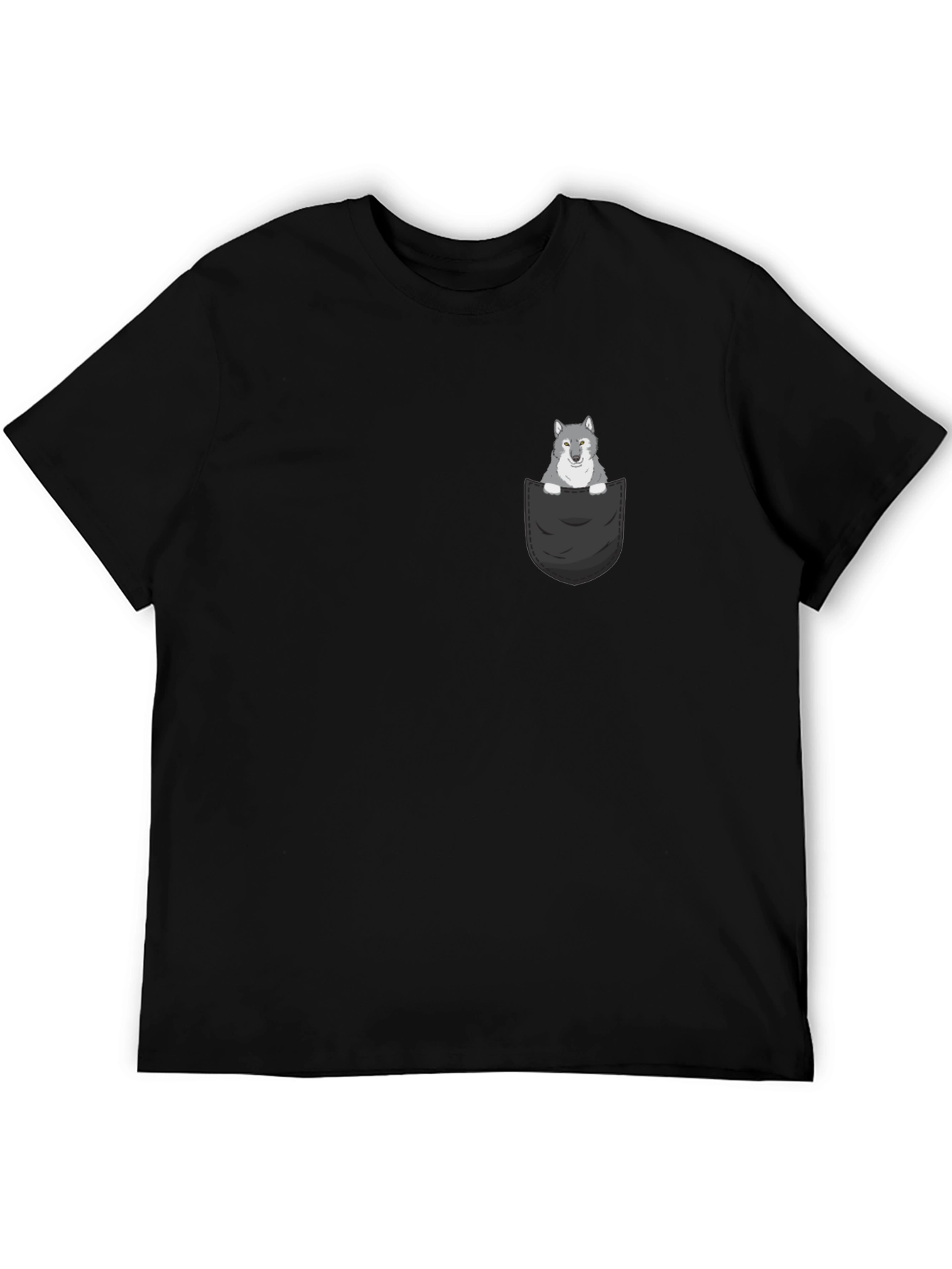 Wolf in Pocket Graphic Tee - Mens Black T-Shirt