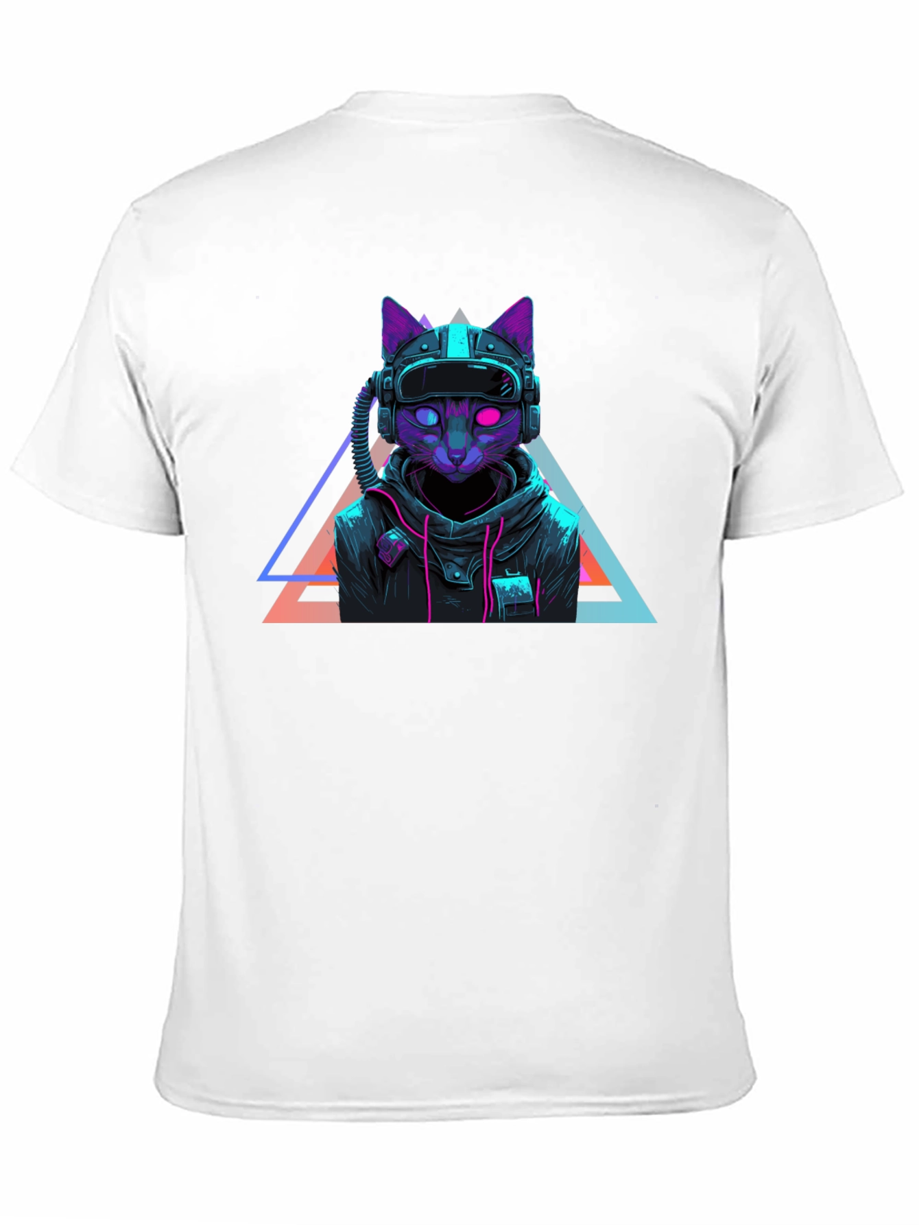 Cyberpunk Cat T-Shirt - Futuristic Neon Design