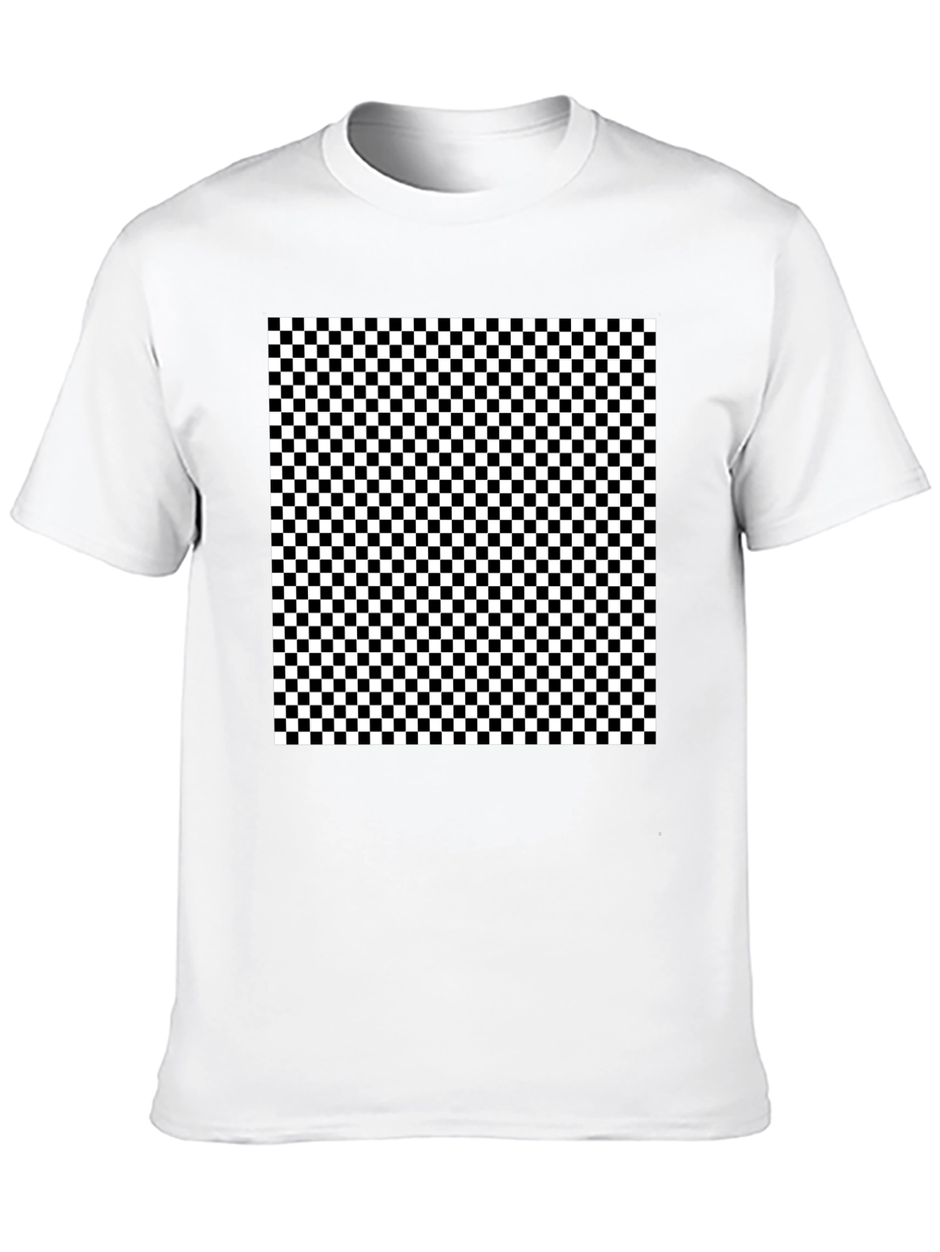 Checkered Pattern Black T-Shirt