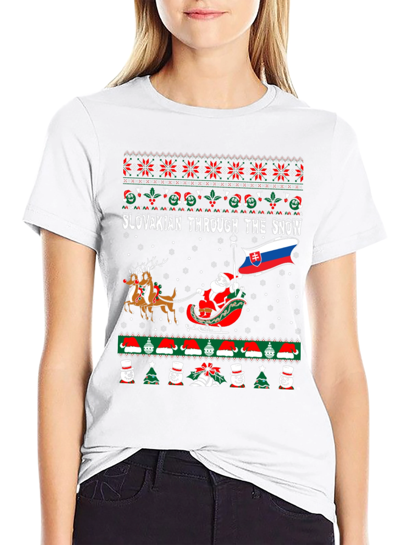 Slovakian Through The Snow Ugly Christmas T-Shirt