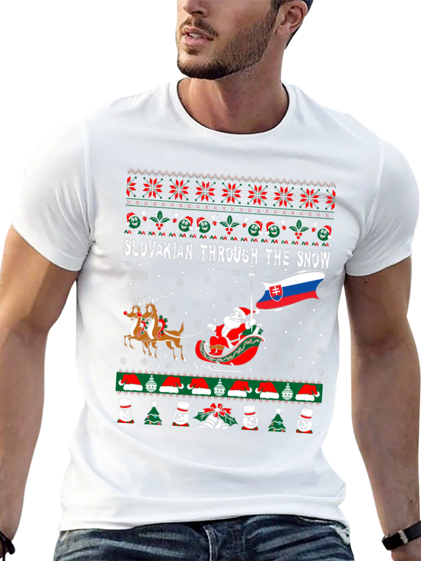Slovakian Through The Snow Ugly Christmas T-Shirt