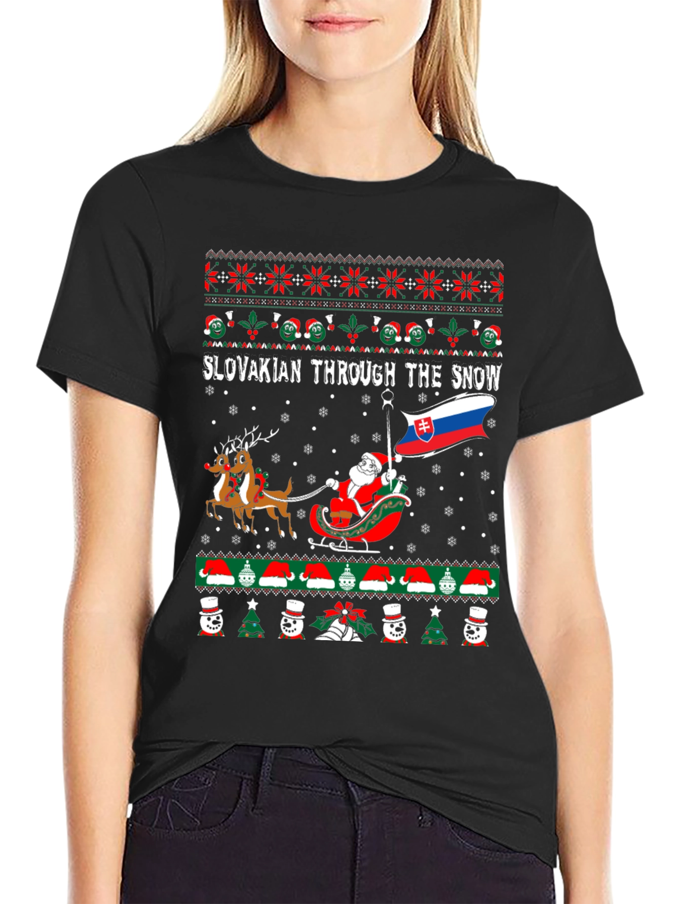 Slovakian Through The Snow Ugly Christmas T-Shirt