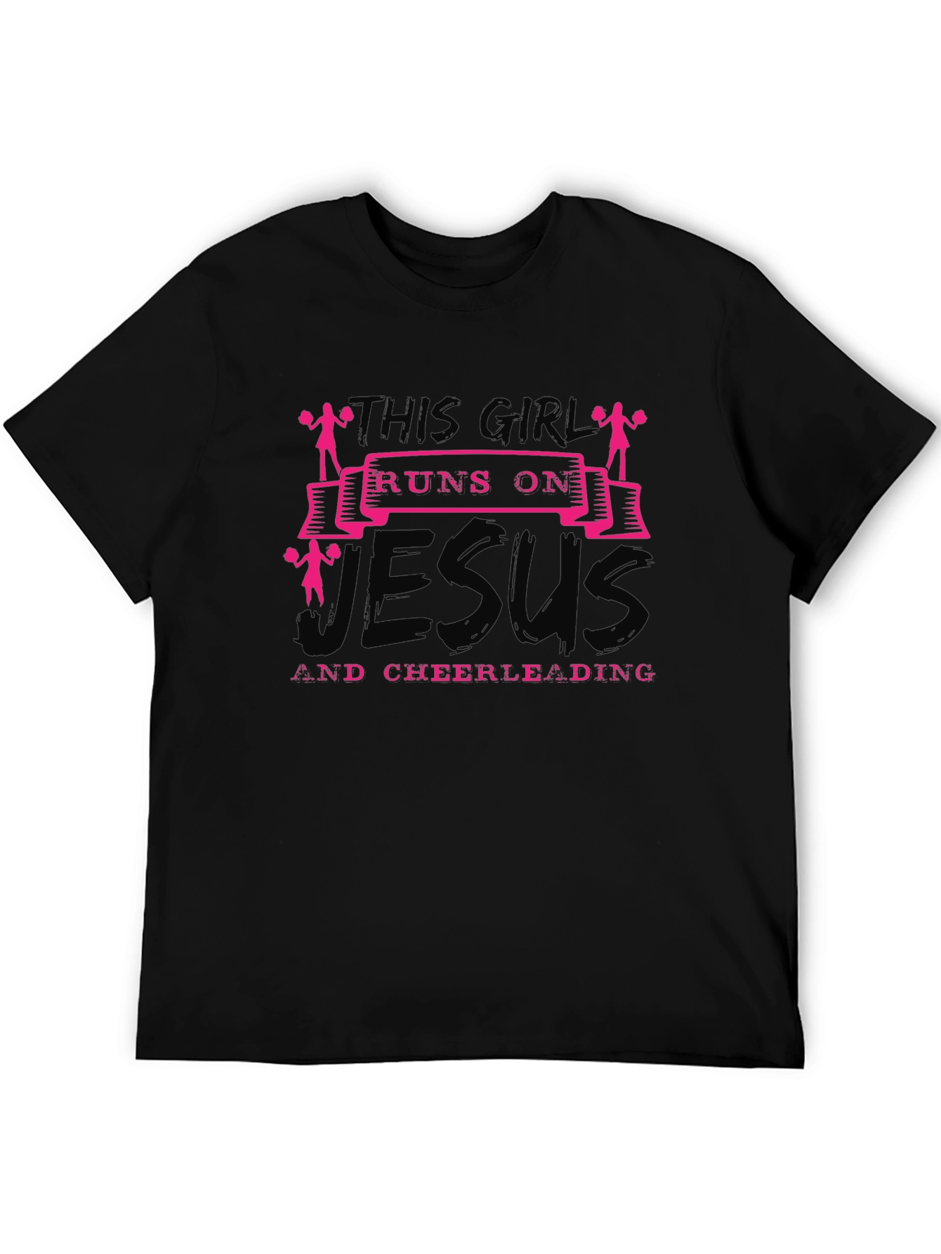 This Girl Runs on Jesus and Cheerleading T-Shirt