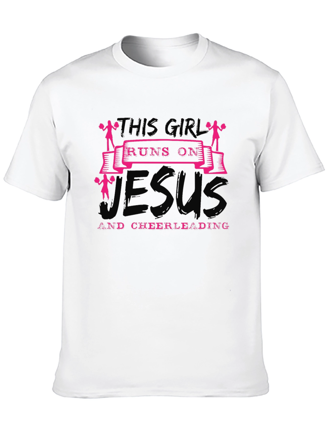 This Girl Runs on Jesus and Cheerleading T-Shirt