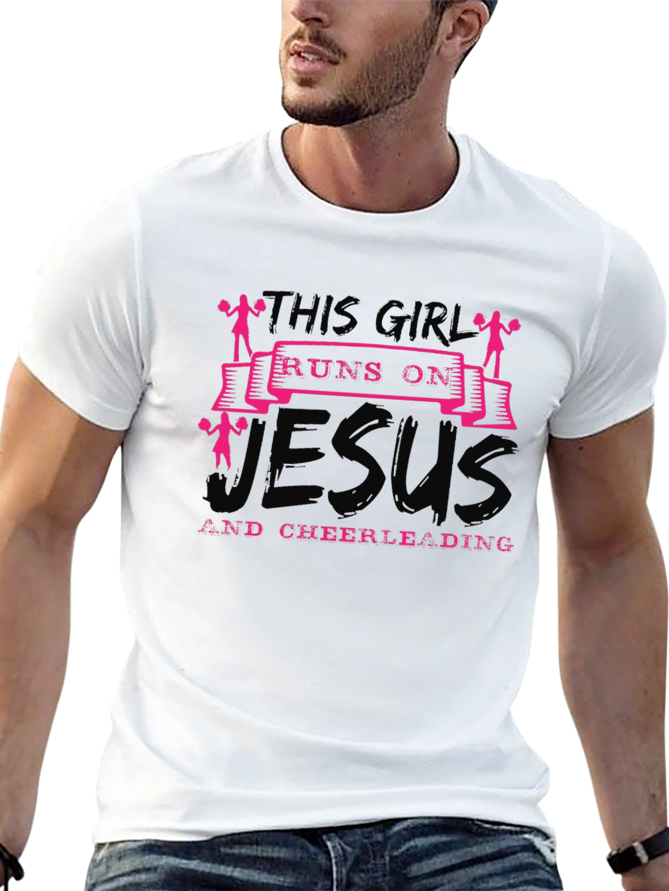 This Girl Runs on Jesus and Cheerleading T-Shirt