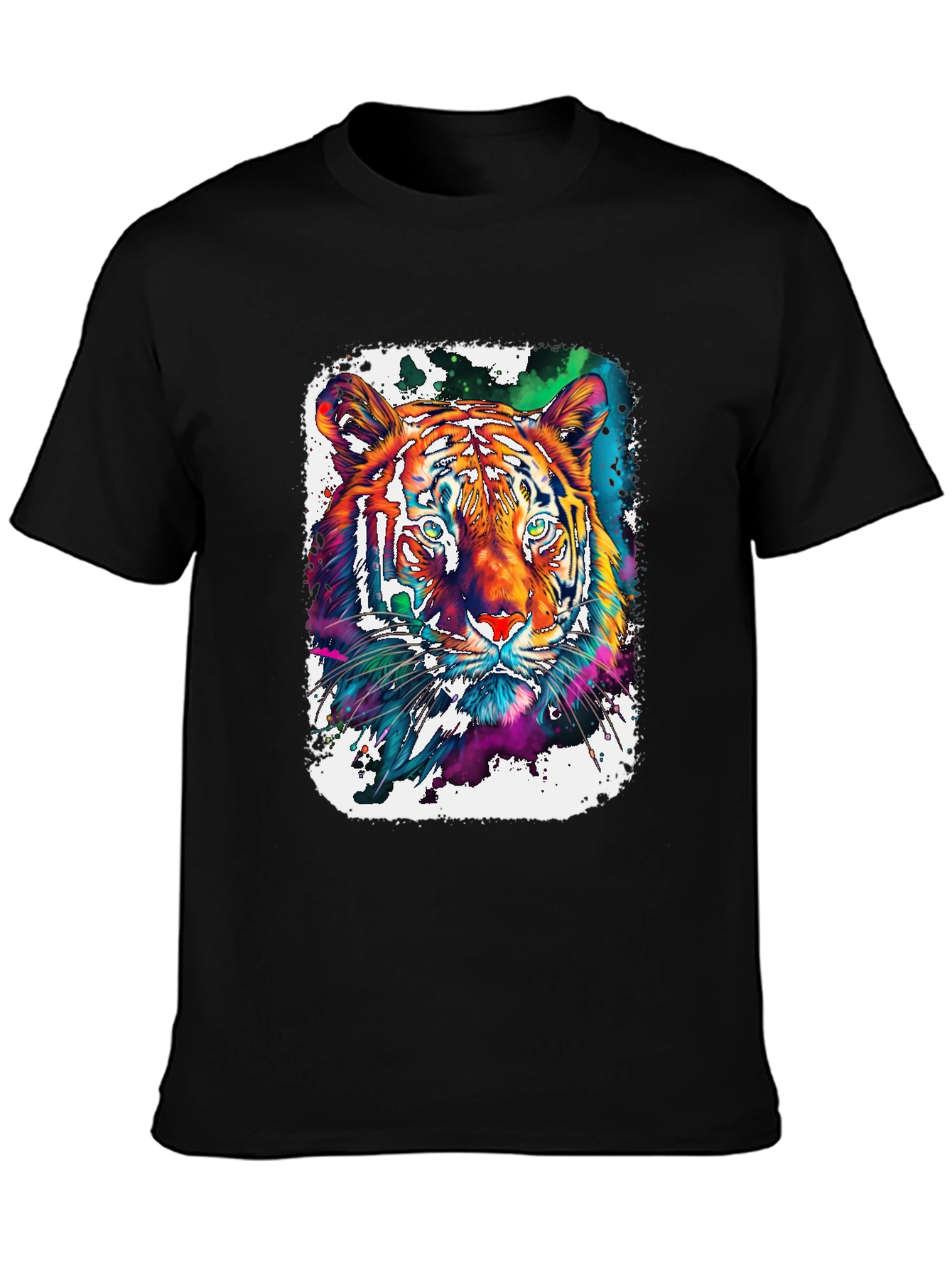 Vivid Tiger Graphic T-Shirt - Black