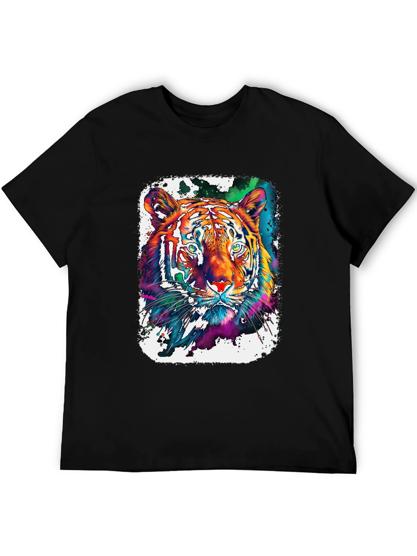 Vivid Tiger Graphic T-Shirt - Black