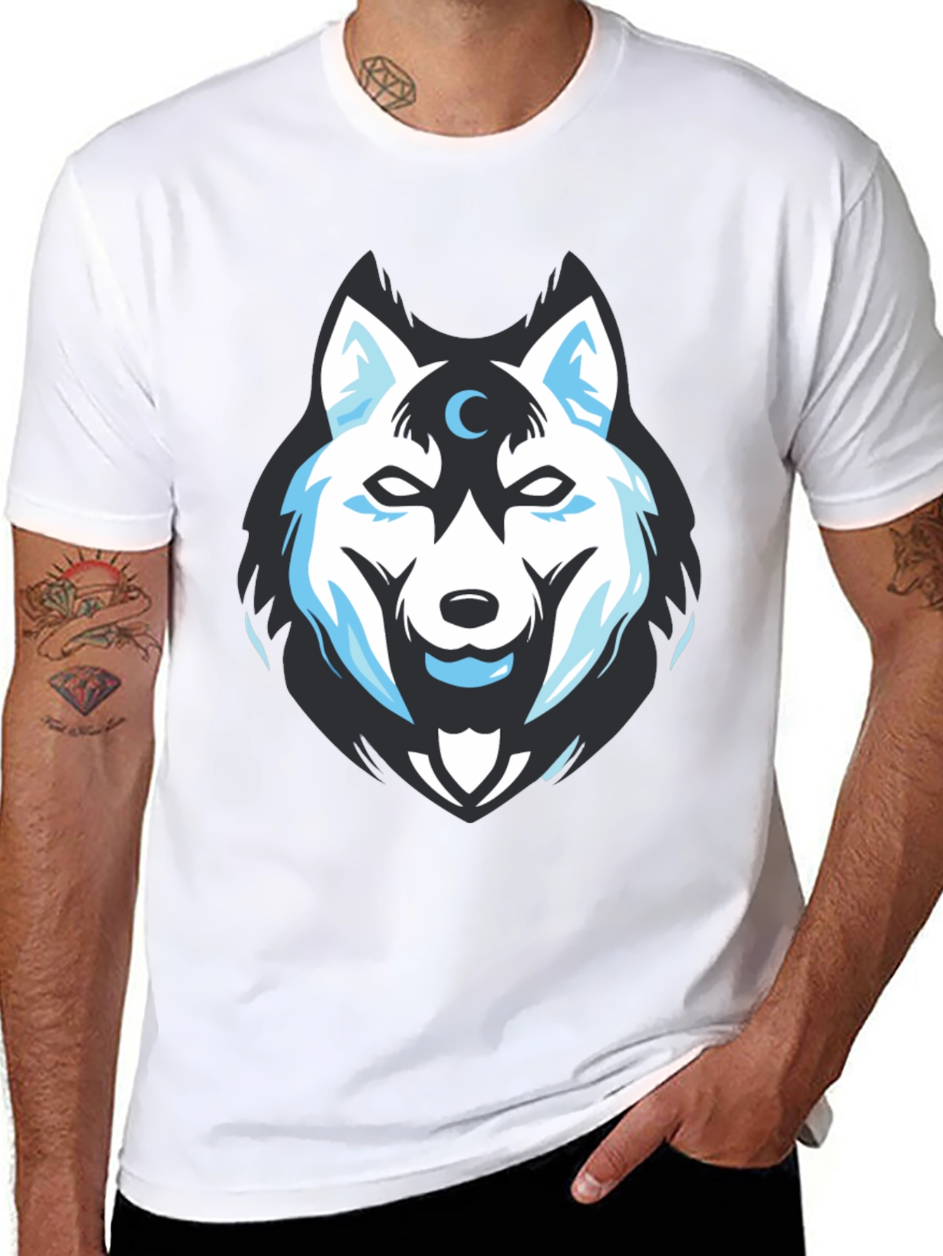 Wolf Moon Graphic Tee - Black Cotton Blend