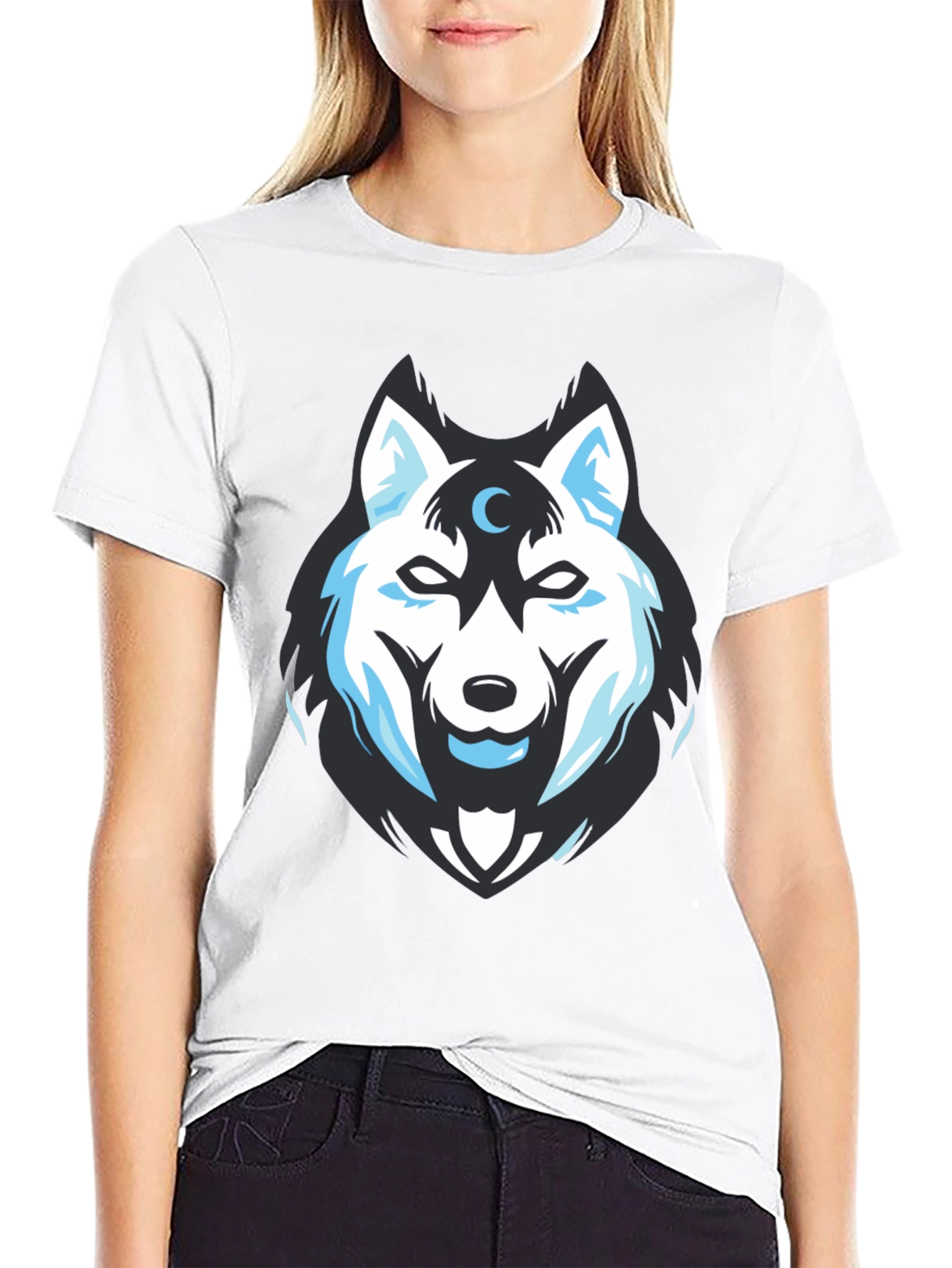 Wolf Moon Graphic Tee - Black Cotton Blend